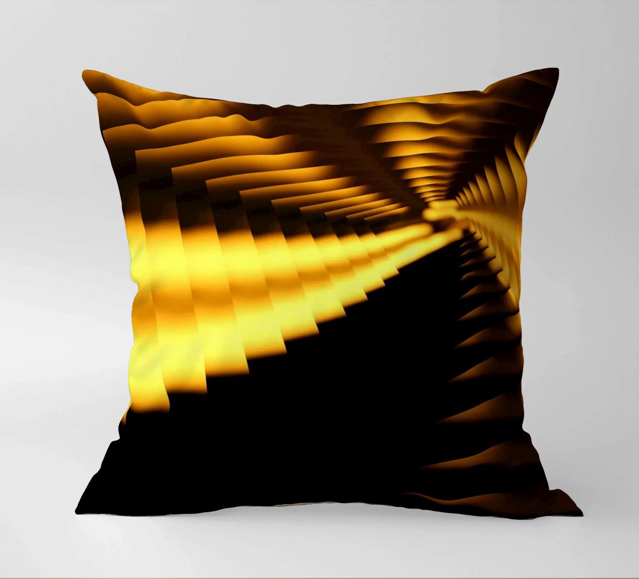 Abstract dynamic pattern in yellow and black decorative cushion by Something for you