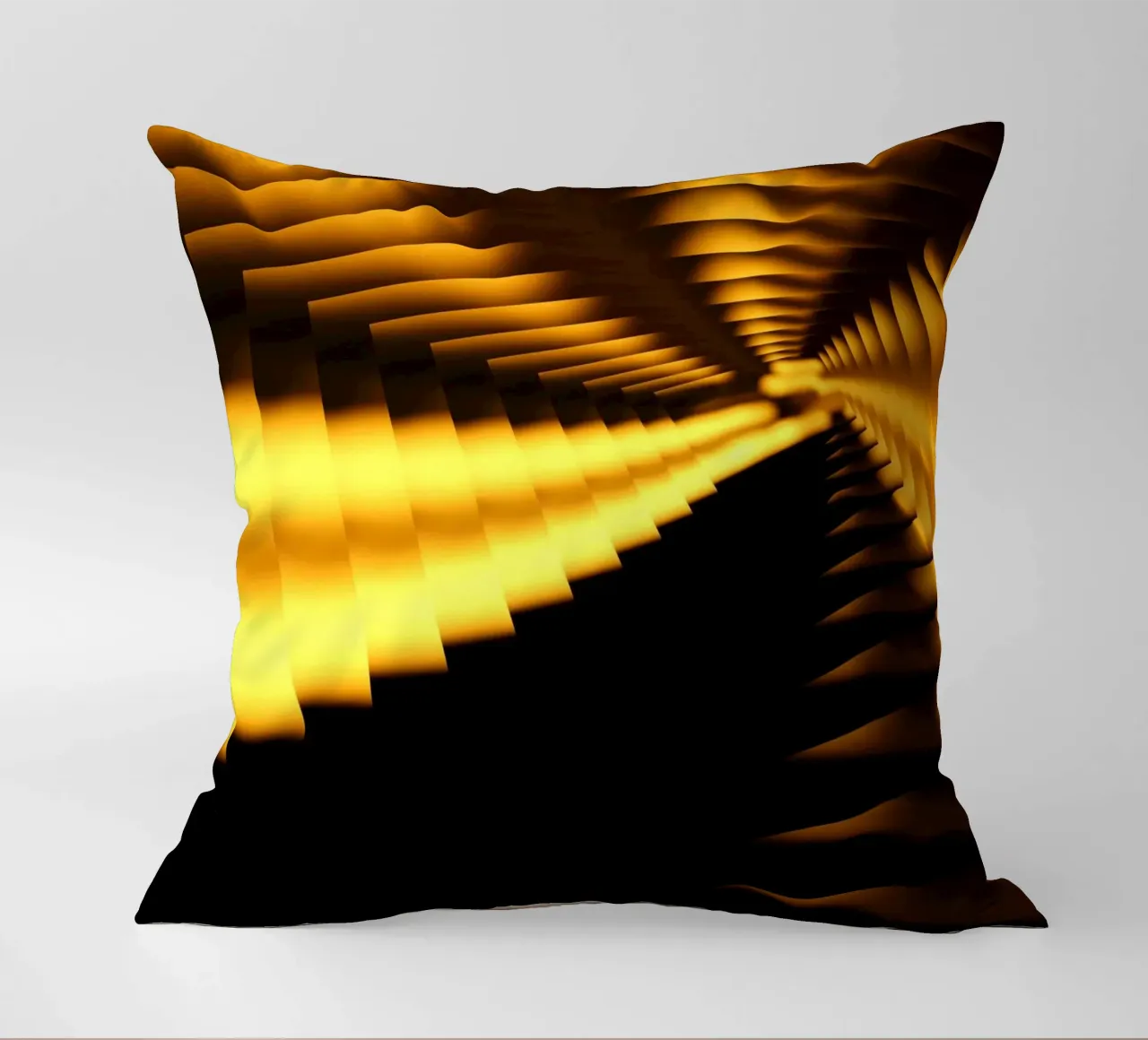 Abstract dynamic pattern in yellow and black decorative cushion by Something for you