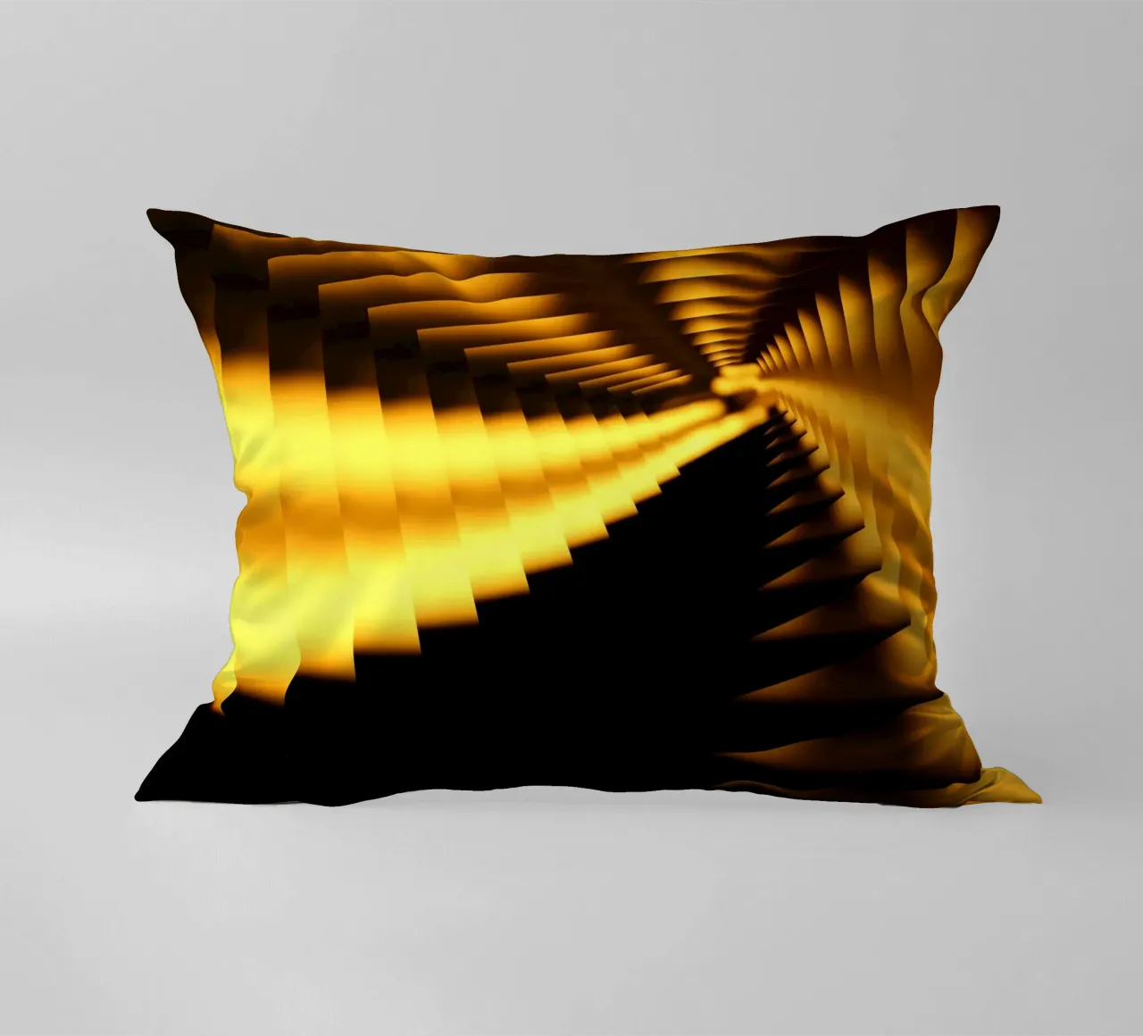 Abstract dynamic pattern in yellow and black decorative cushion by Something for you