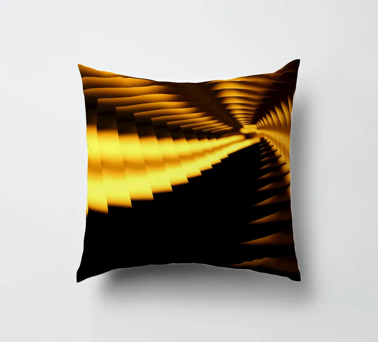 Abstract dynamic pattern in yellow and black decorative cushion by Something for you