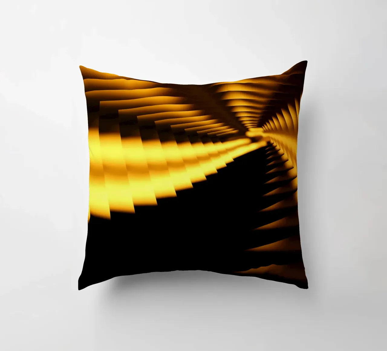Abstract dynamic pattern in yellow and black decorative cushion by Something for you