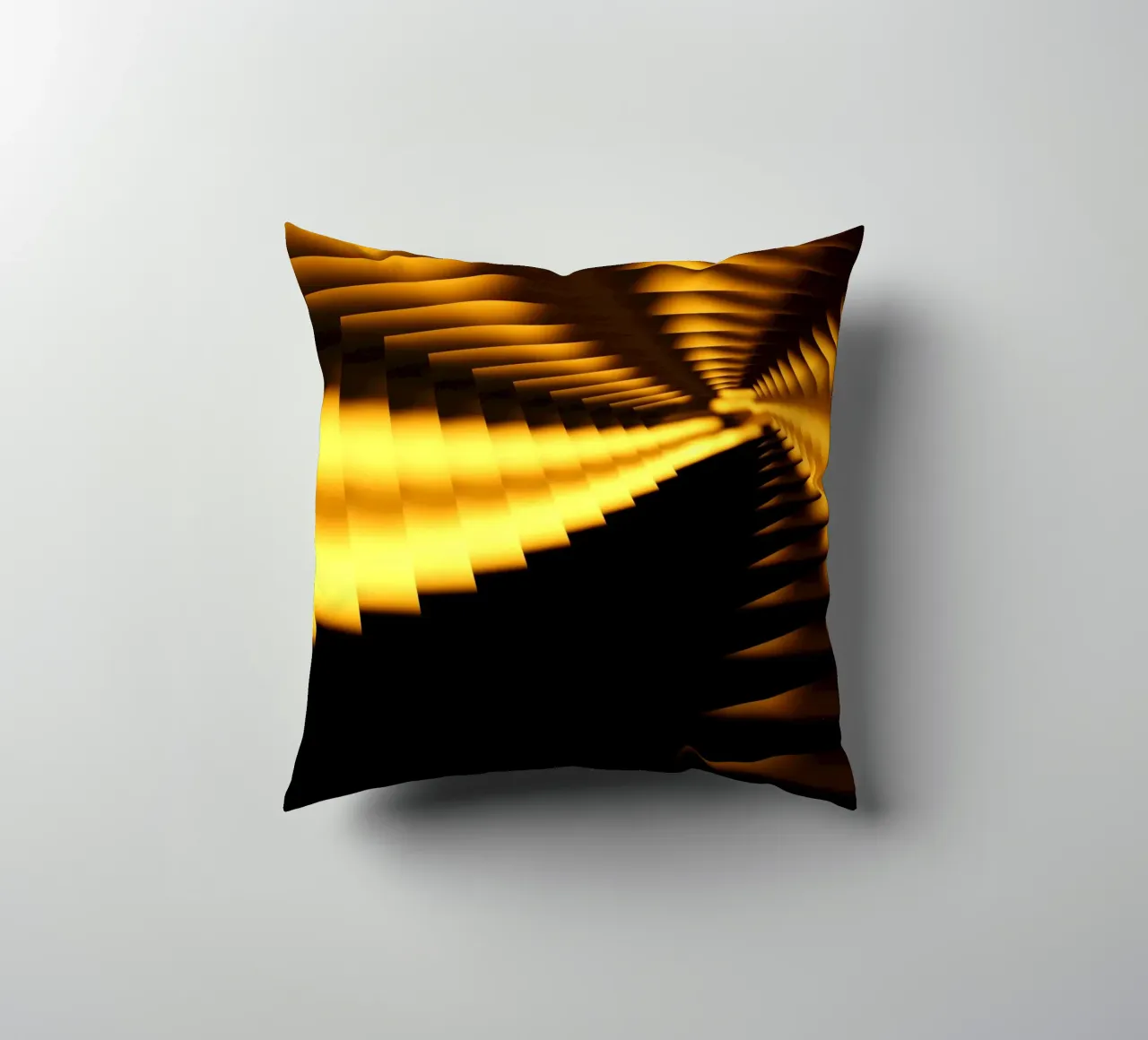 Abstract dynamic pattern in yellow and black decorative cushion by Something for you