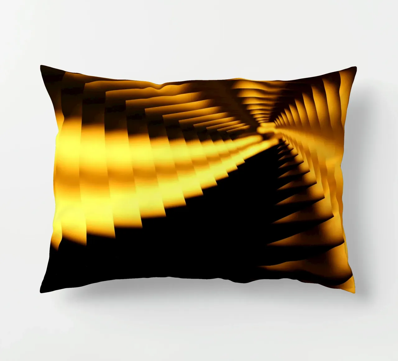 Abstract dynamic pattern in yellow and black decorative cushion by Something for you
