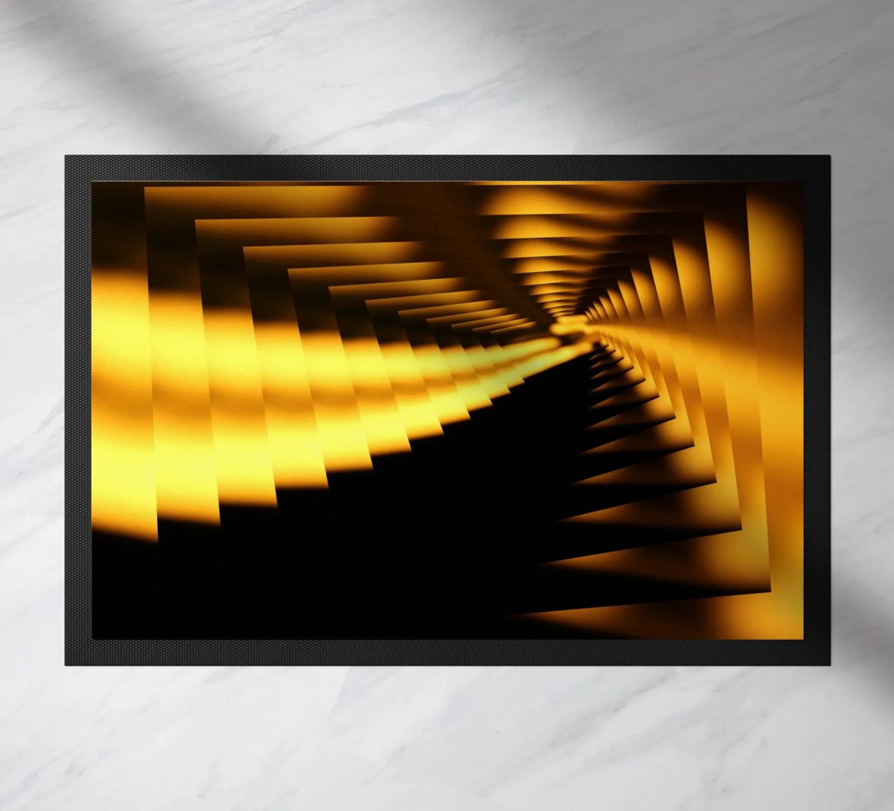 Abstract dynamic pattern in yellow and black doormat by Something for you