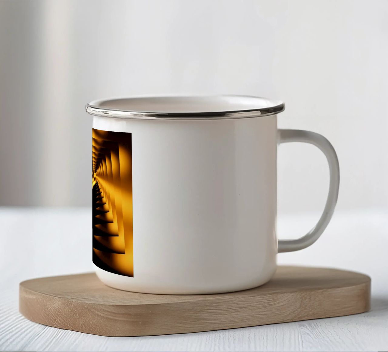 Abstract dynamic pattern in yellow and black enamel mug by Something for you