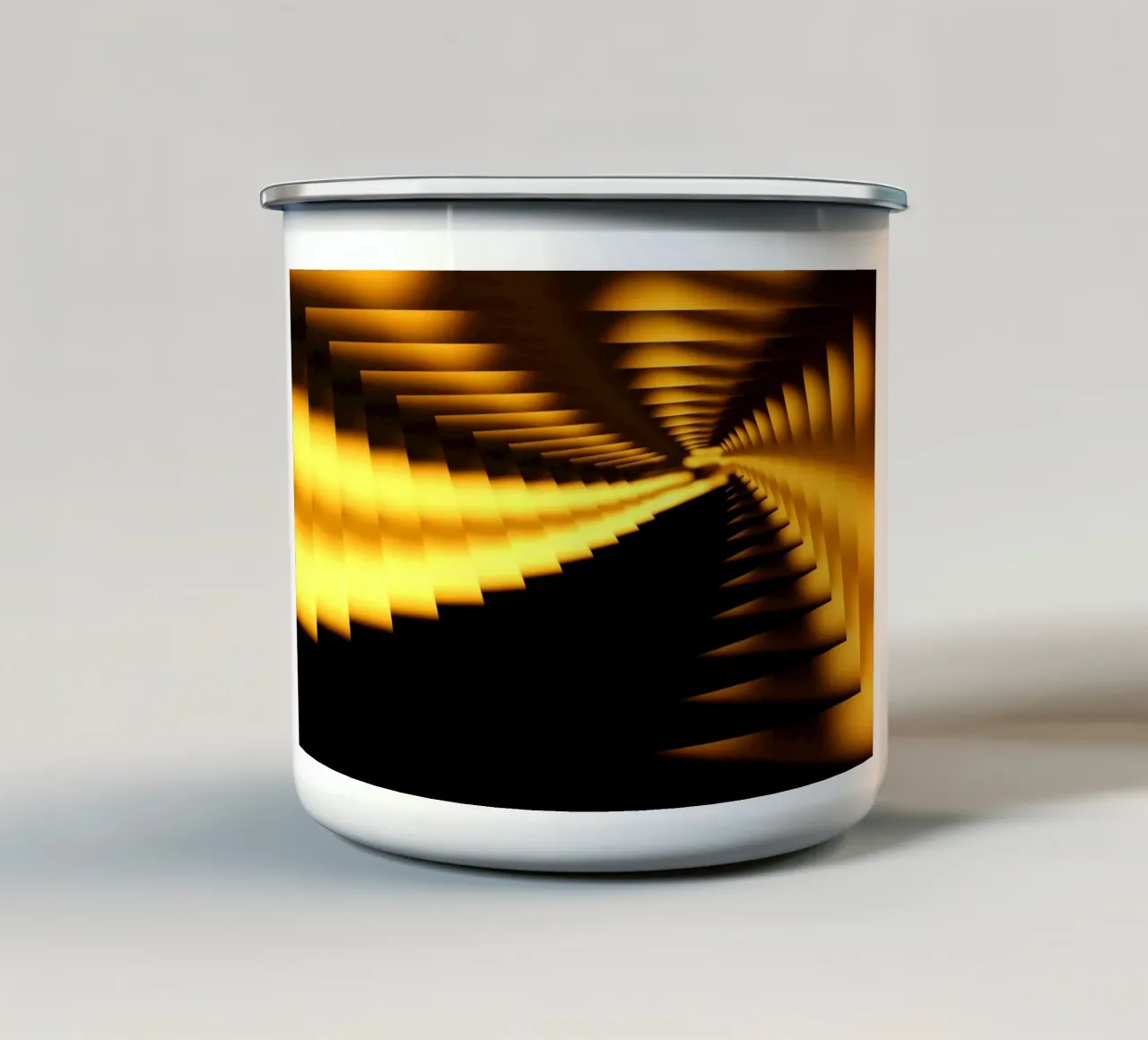 Motivo dinamico astratto in giallo e nero tazza in smalto da Something for you