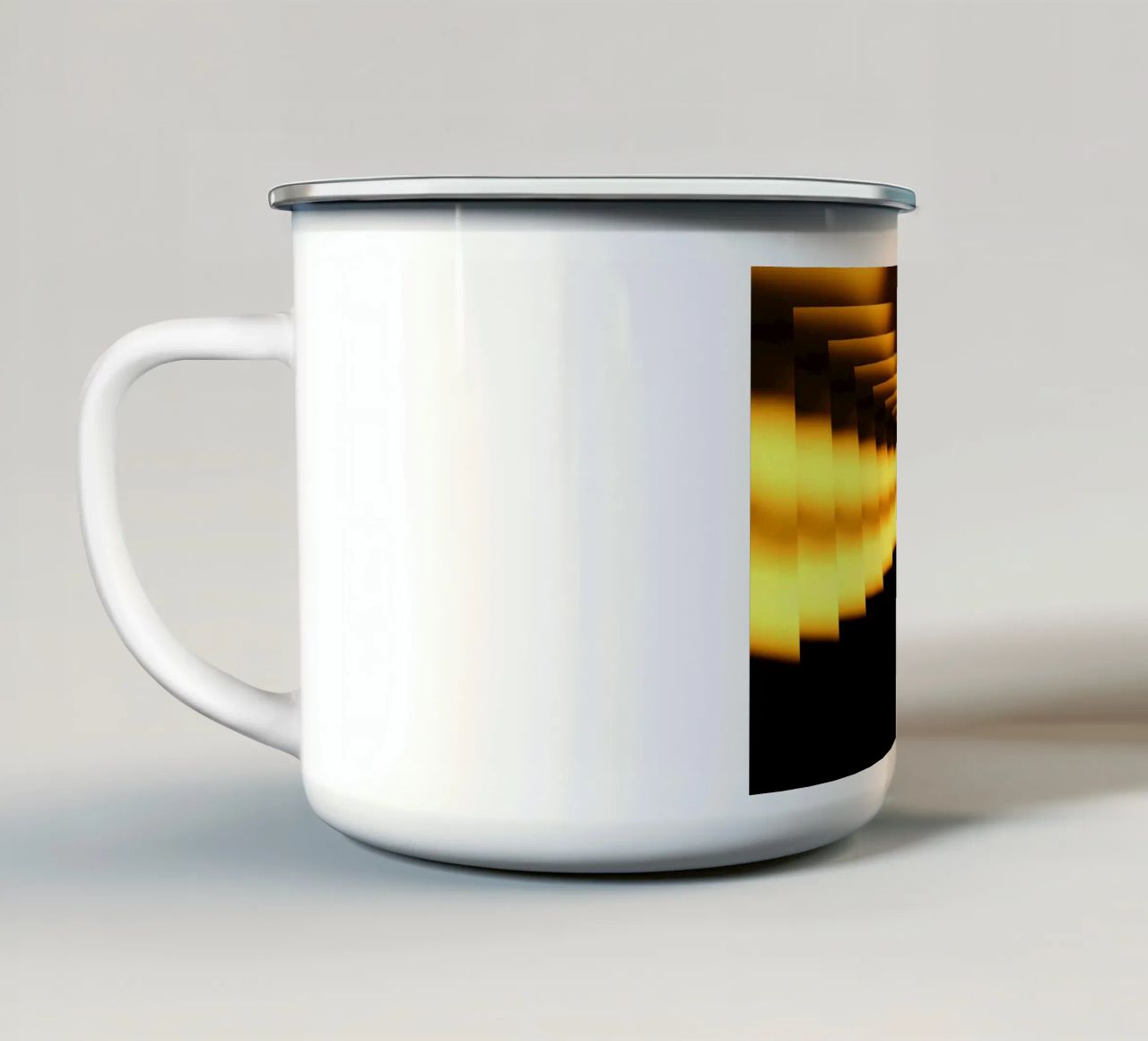 Abstract dynamic pattern in yellow and black enamel mug by Something for you