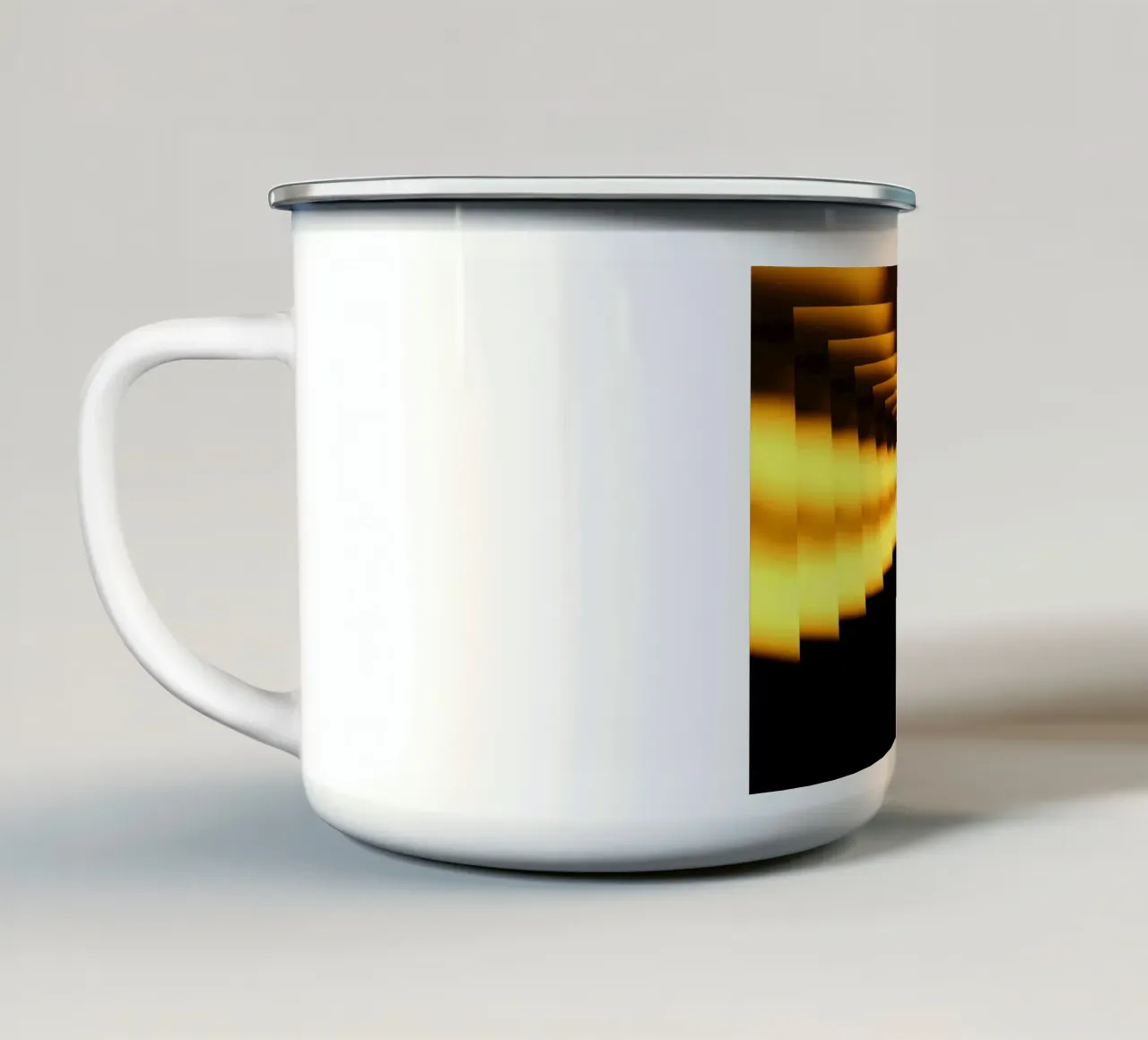 Motivo dinamico astratto in giallo e nero tazza in smalto da Something for you