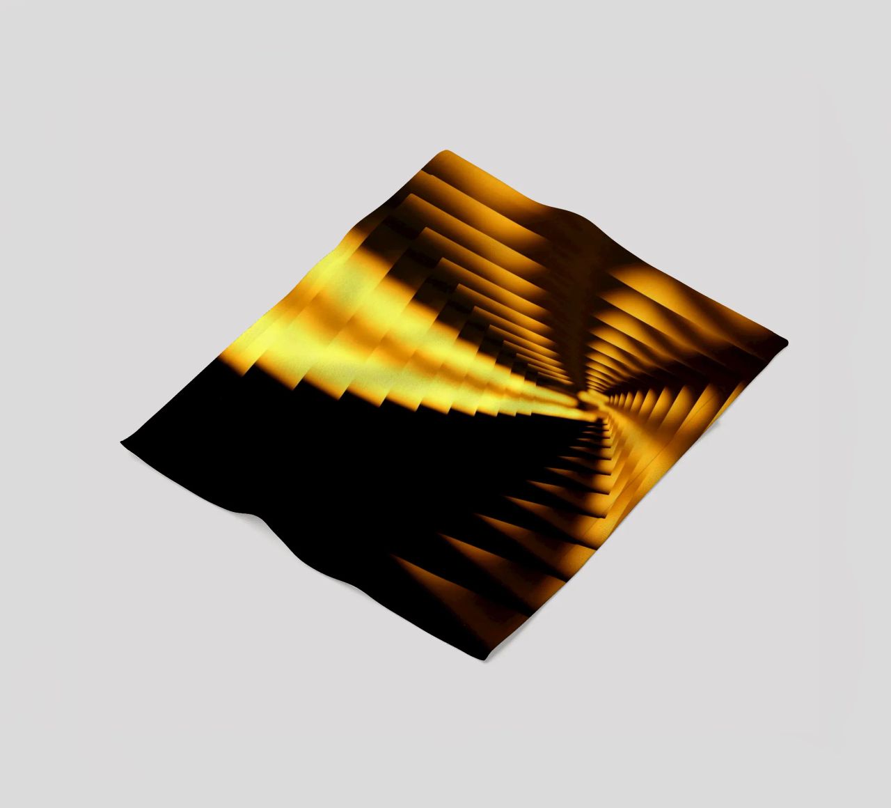 Abstract dynamic pattern in yellow and black fleece blanket by Something for you