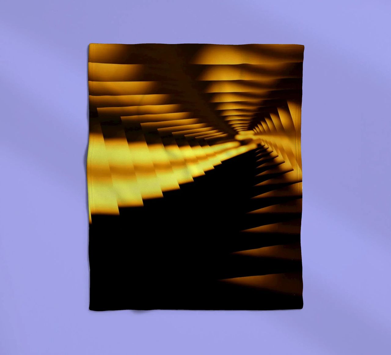 Abstract dynamic pattern in yellow and black fleece blanket by Something for you