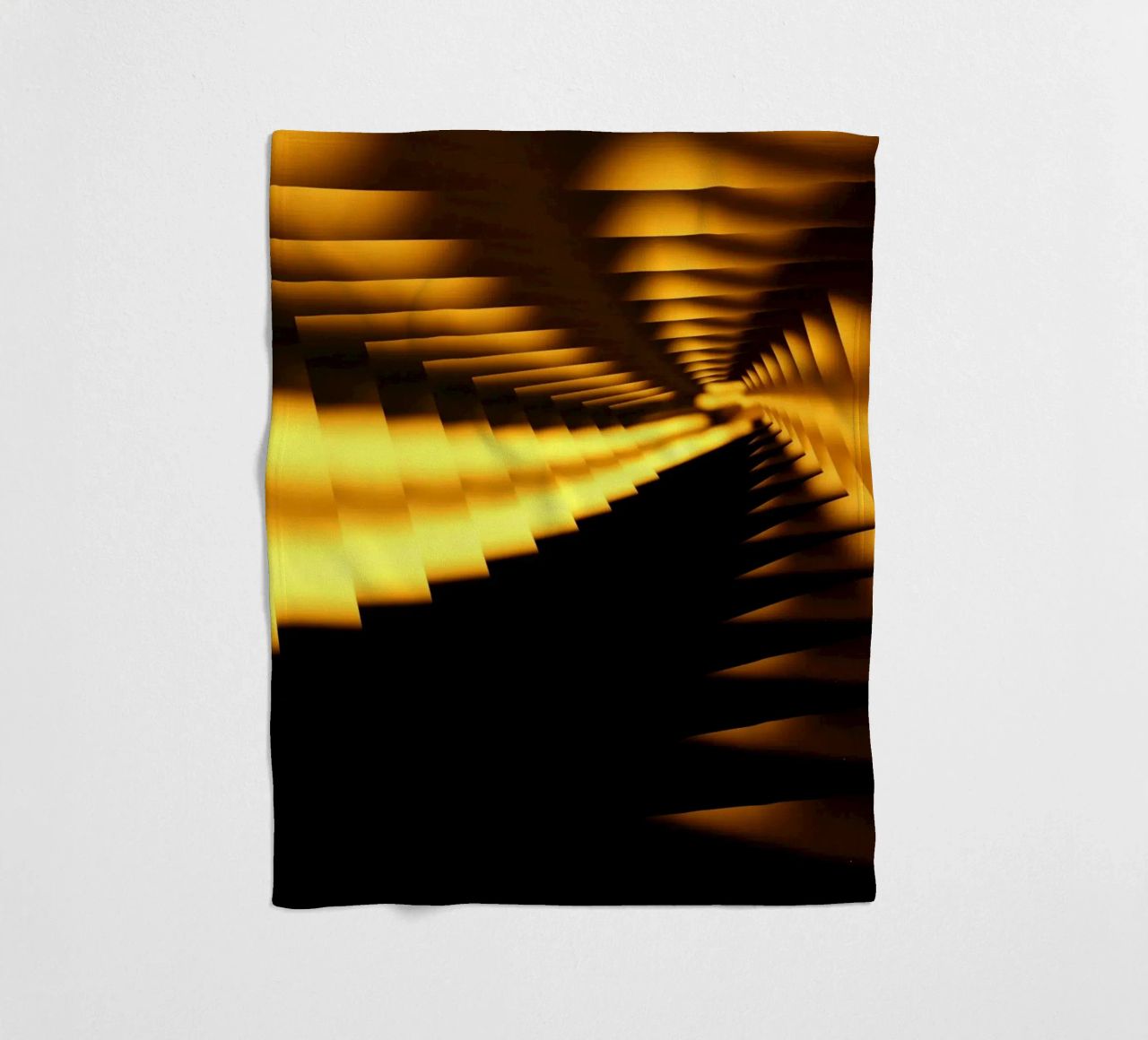 Abstract dynamic pattern in yellow and black fleece blanket by Something for you