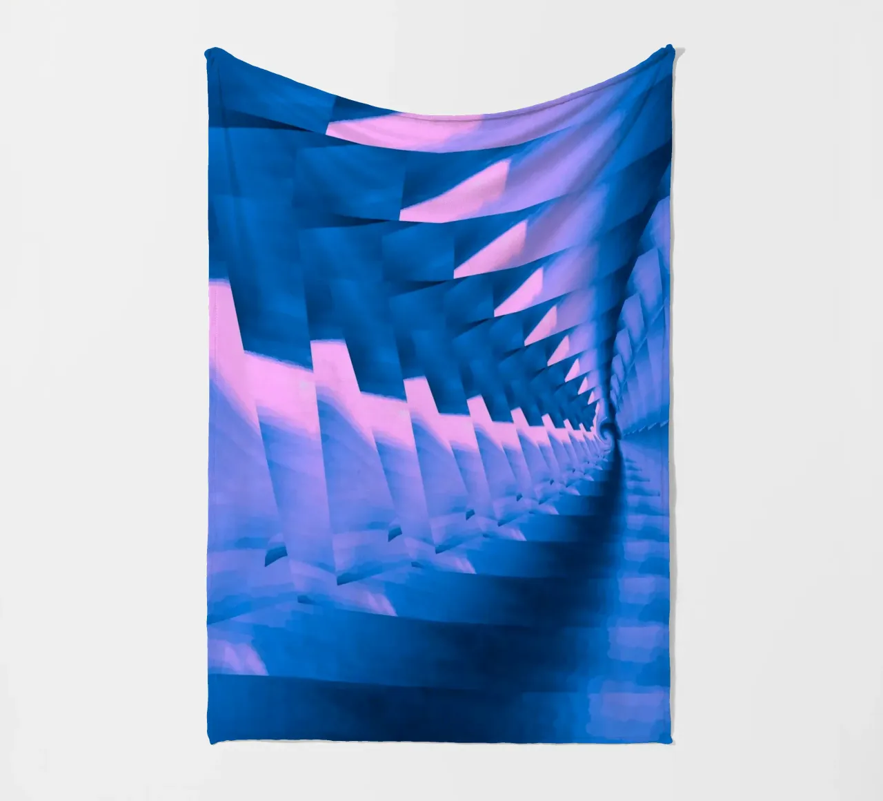 Abstract dynamic twisted pattern in blue and pink fleece blanket by Something for you