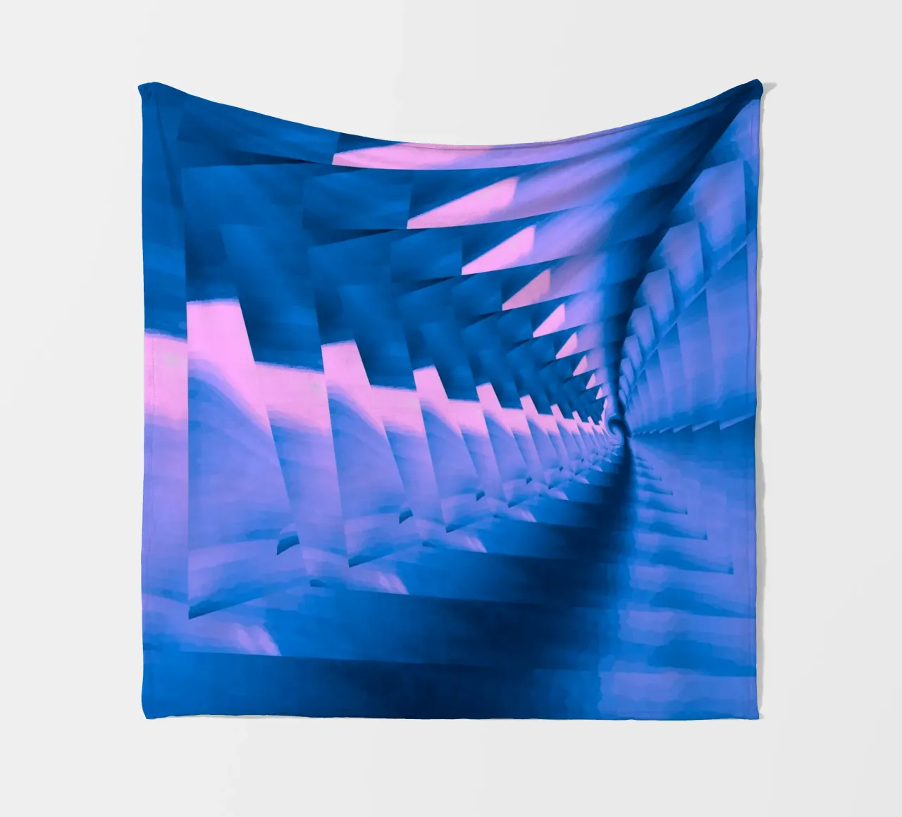 Abstract dynamic twisted pattern in blue and pink fleece blanket by Something for you
