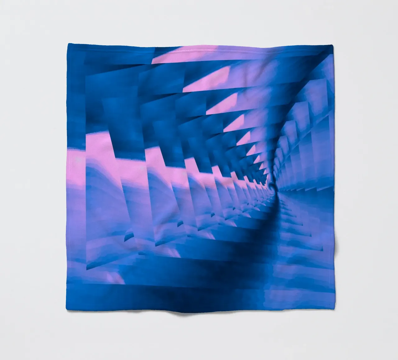 Abstract dynamic twisted pattern in blue and pink fleece blanket by Something for you