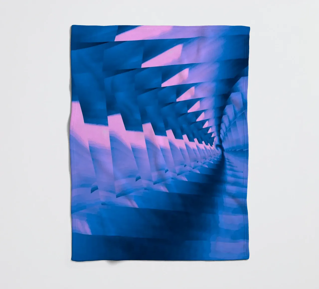 Abstract dynamic twisted pattern in blue and pink fleece blanket by Something for you