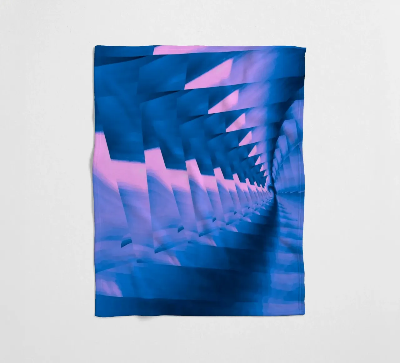 Abstract dynamic twisted pattern in blue and pink fleece blanket by Something for you