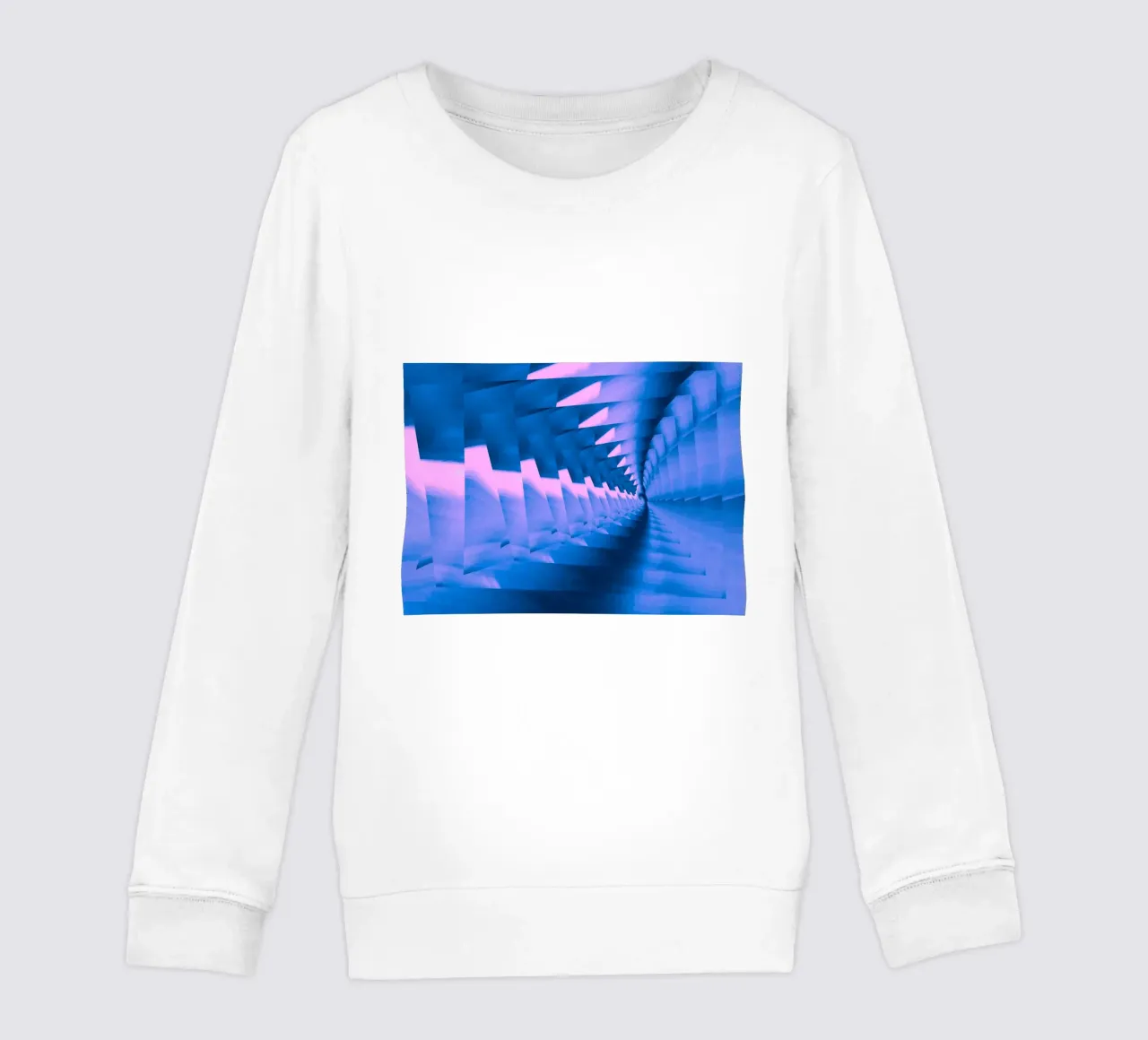 Abstract dynamic twisted pattern in blue and pink kids sweatshirt by Something for you