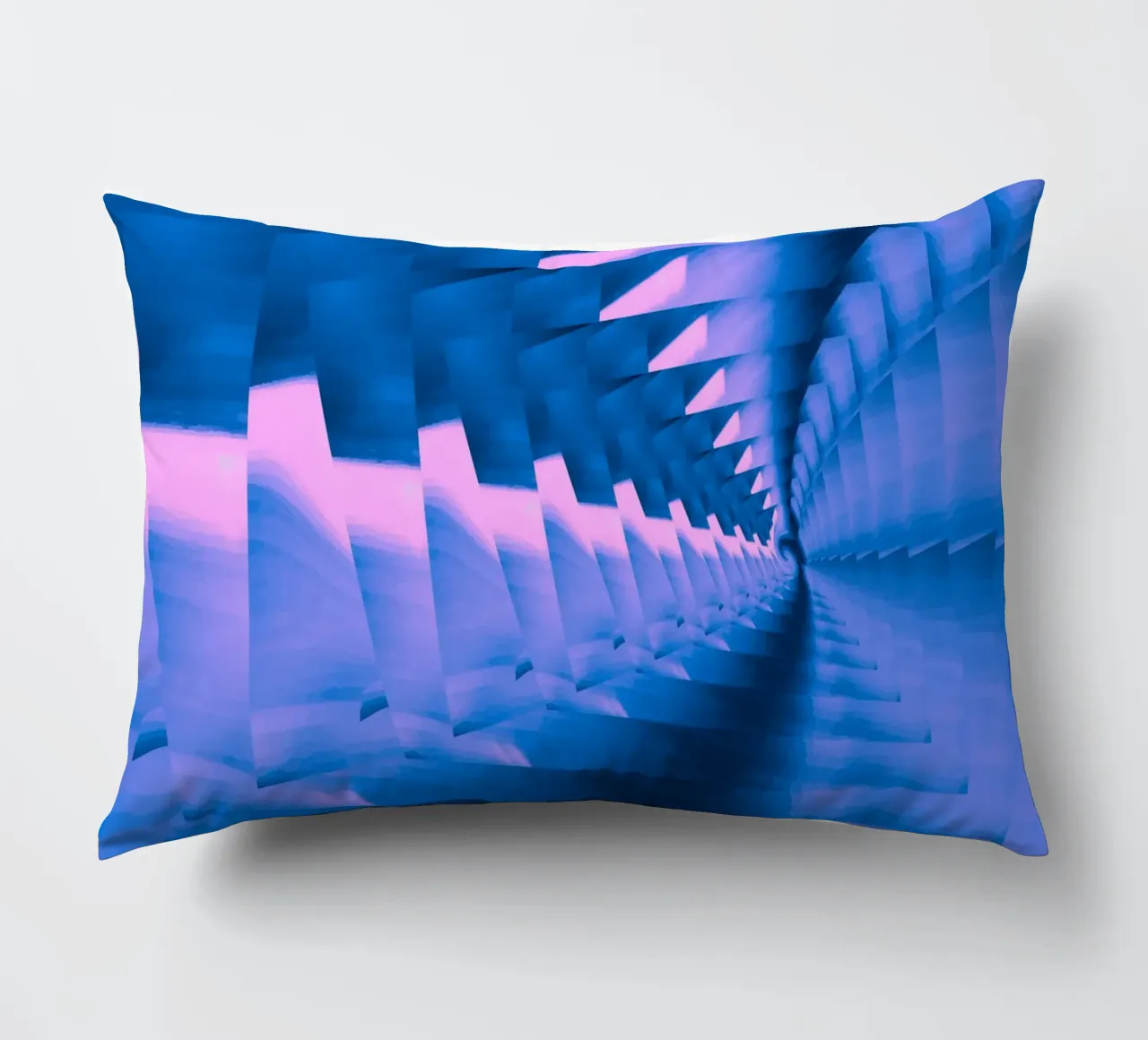 Abstract dynamic twisted pattern in blue and pink decorative cushion by Something for you