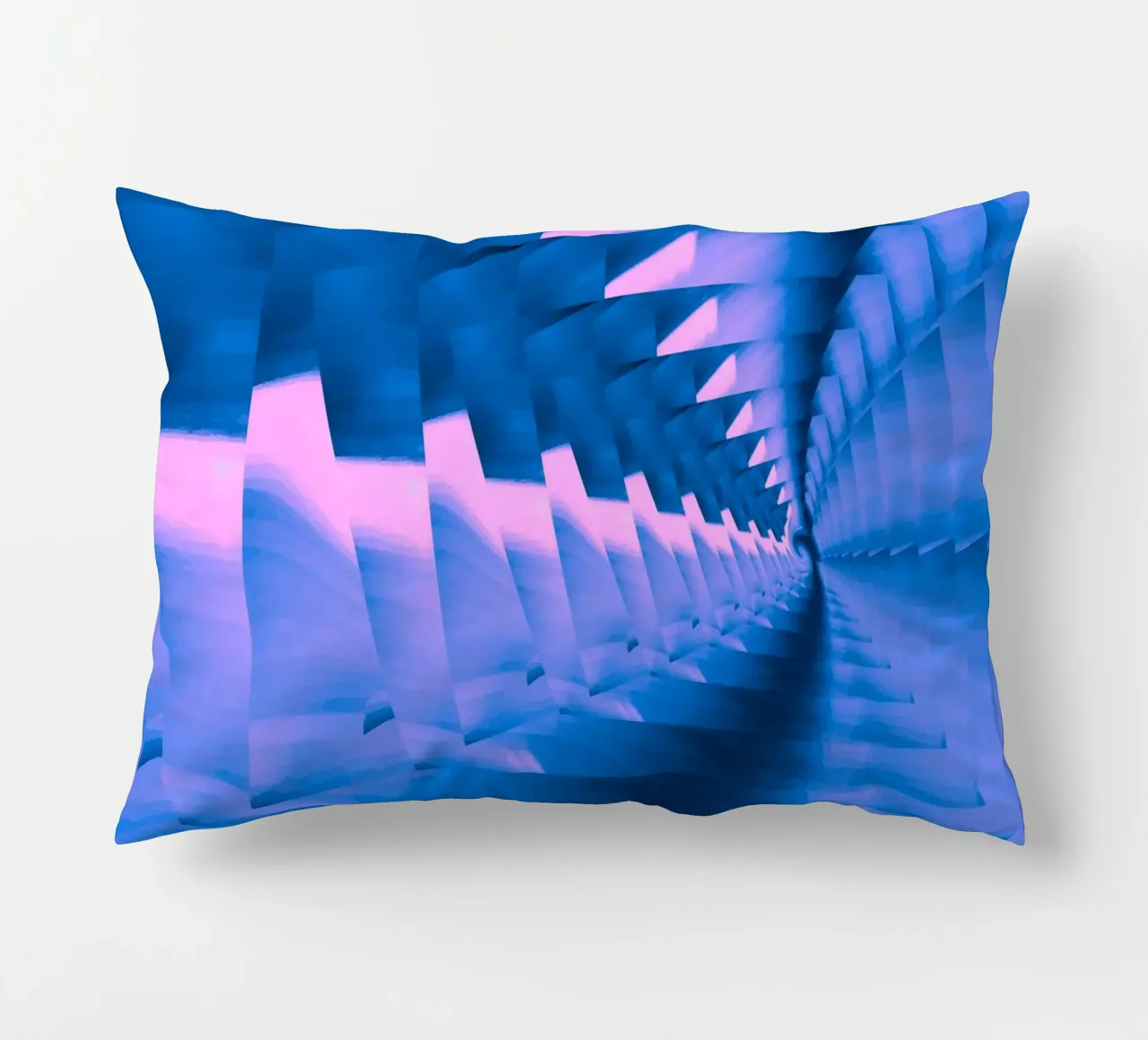 Abstract dynamic twisted pattern in blue and pink decorative cushion by Something for you