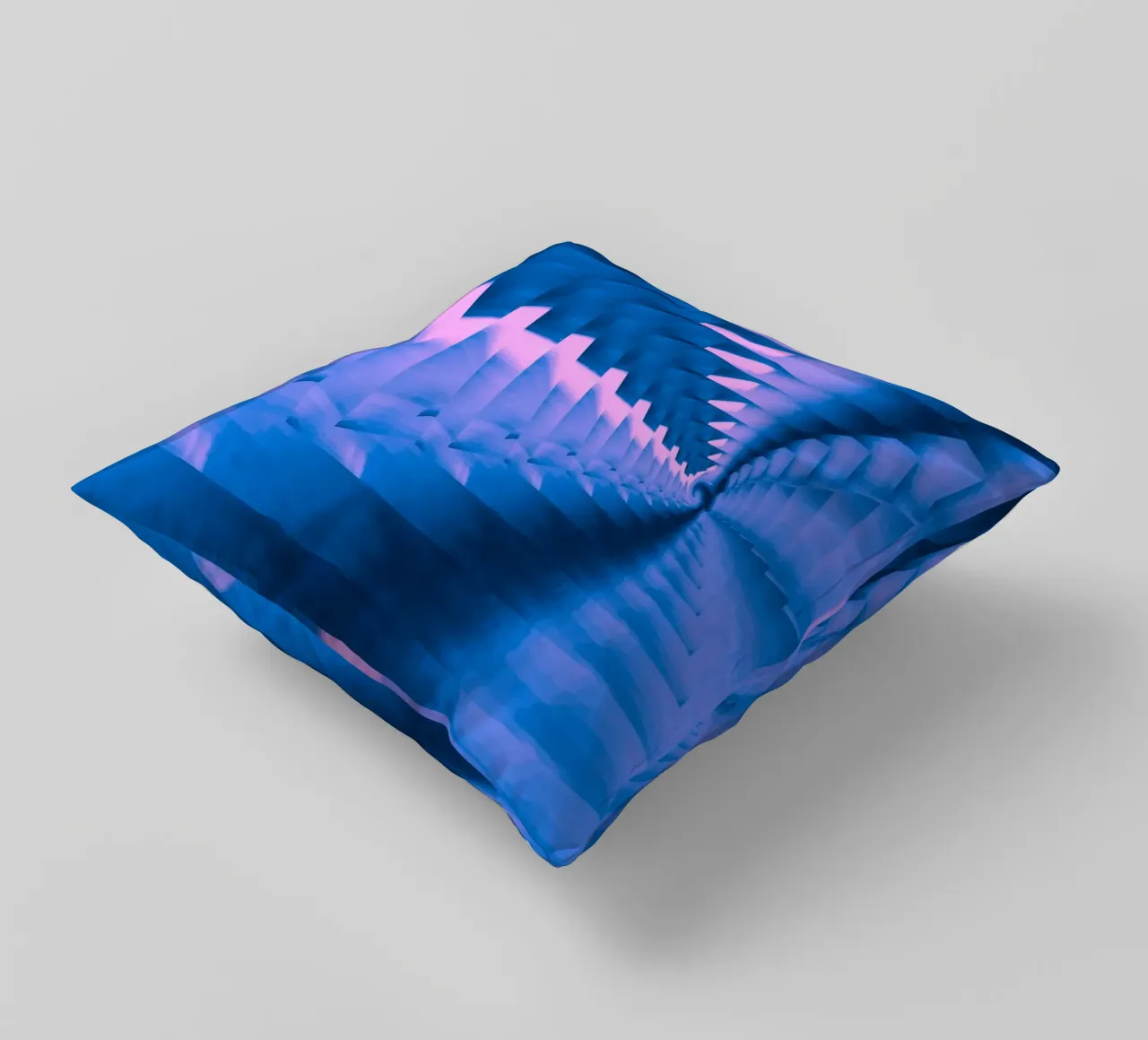 Abstract dynamic twisted pattern in blue and pink decorative cushion by Something for you
