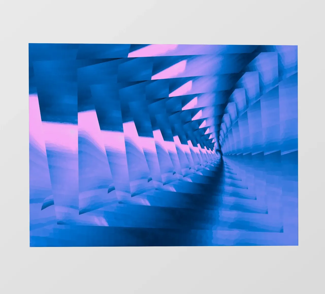Abstract dynamic twisted pattern in blue and pink backlit film by Something for you