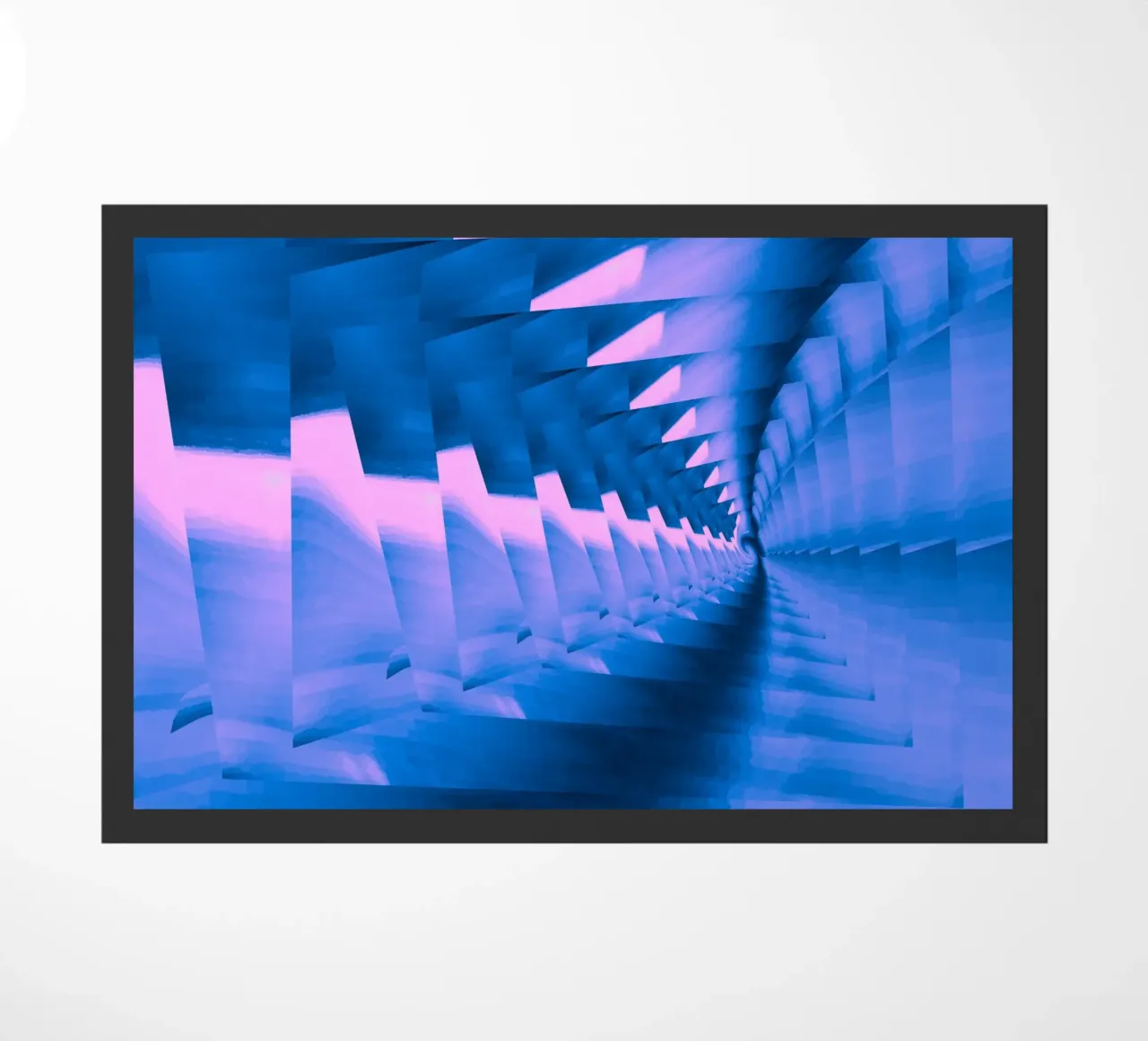 Abstract dynamic twisted pattern in blue and pink doormat by Something for you