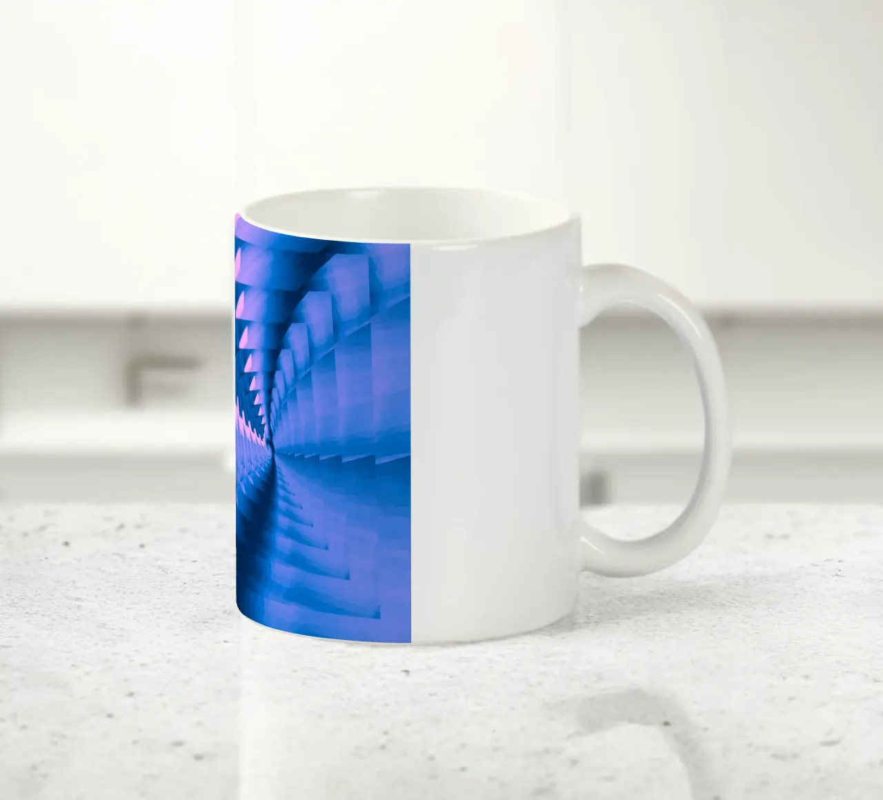Abstract dynamic twisted pattern in blue and pink ceramic mug by Something for you