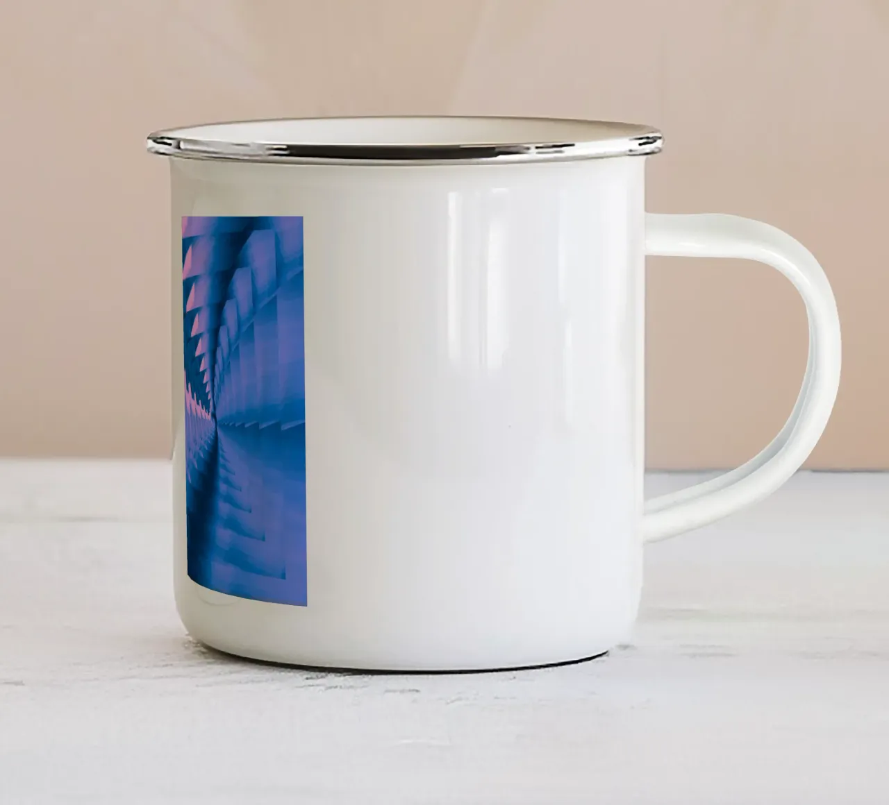 Motif abstrait dynamique torsadé en bleu et rose mug en émail de Something for you