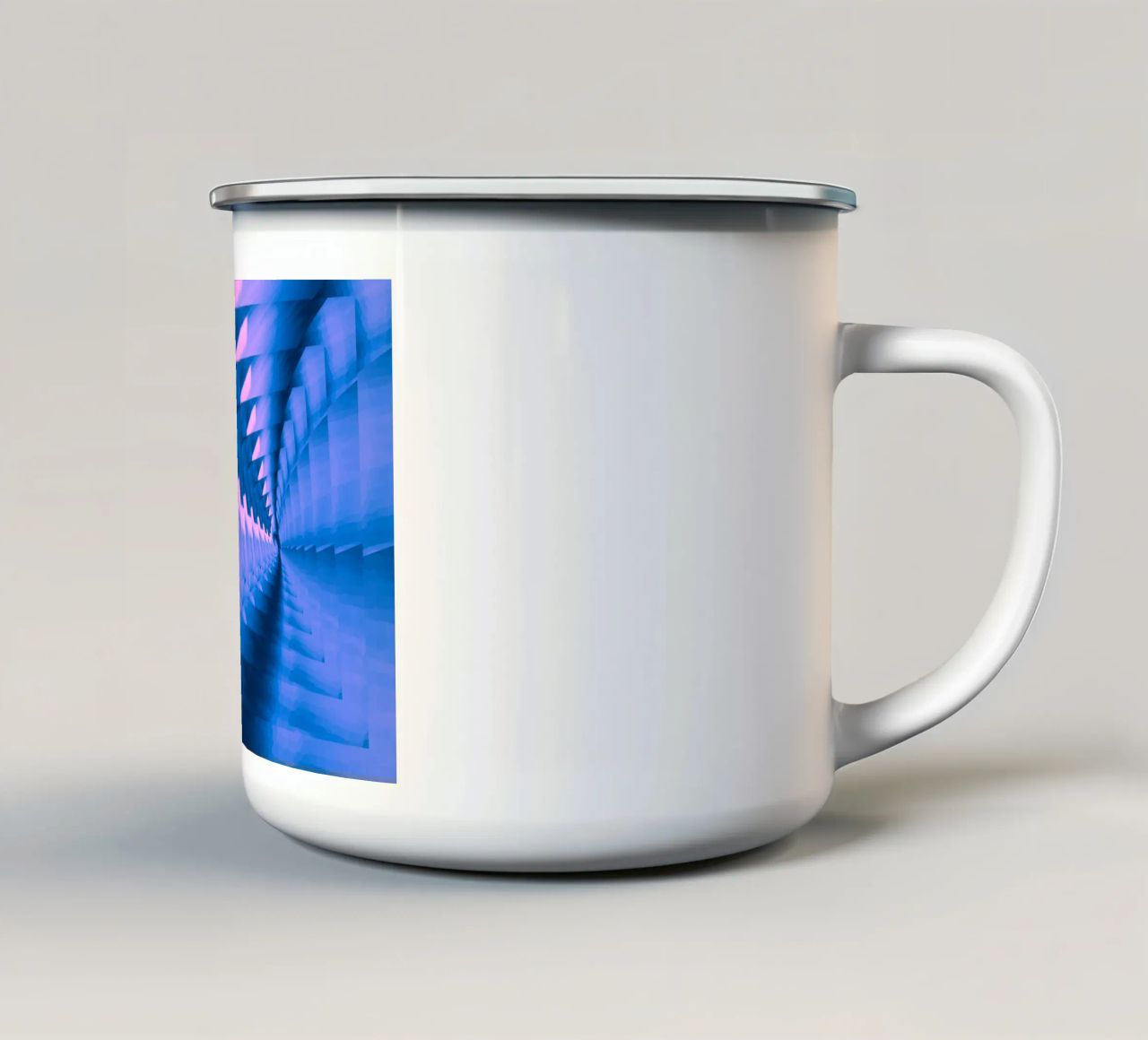 Abstract dynamic twisted pattern in blue and pink enamel mug by Something for you