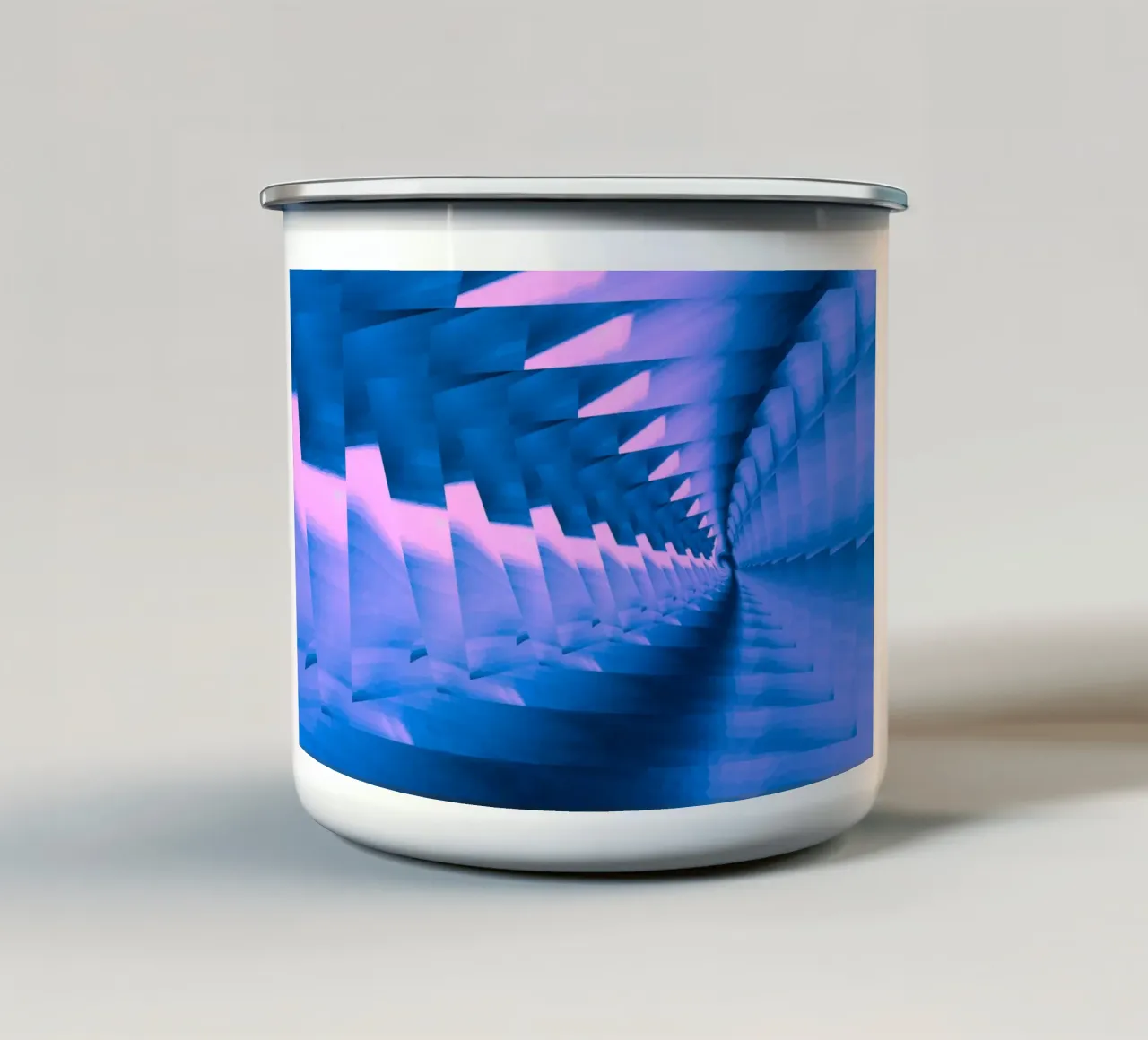Motif abstrait dynamique torsadé en bleu et rose mug en émail de Something for you