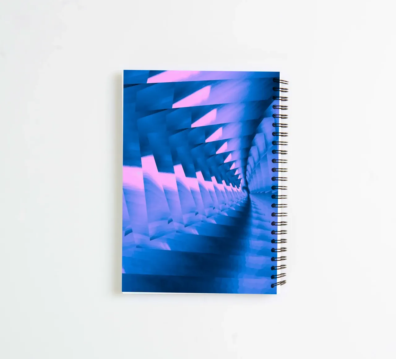 Abstract dynamic twisted pattern in blue and pink spiral notebook by Something for you