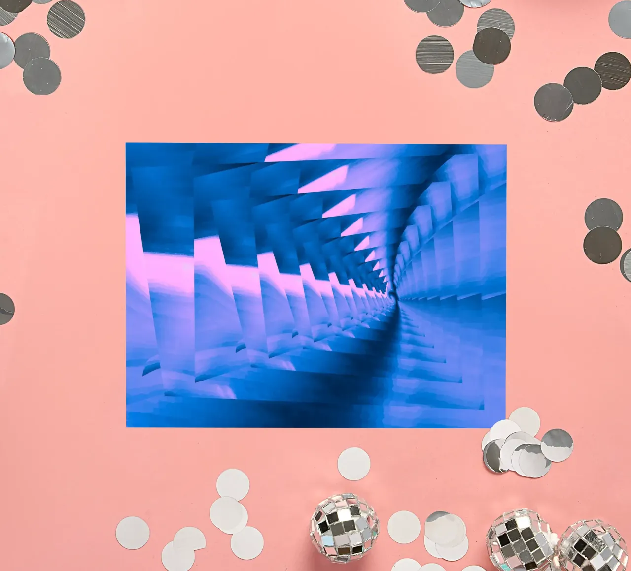 Abstract dynamisch gedraaid patroon in blauw en roze sticker van Something for you