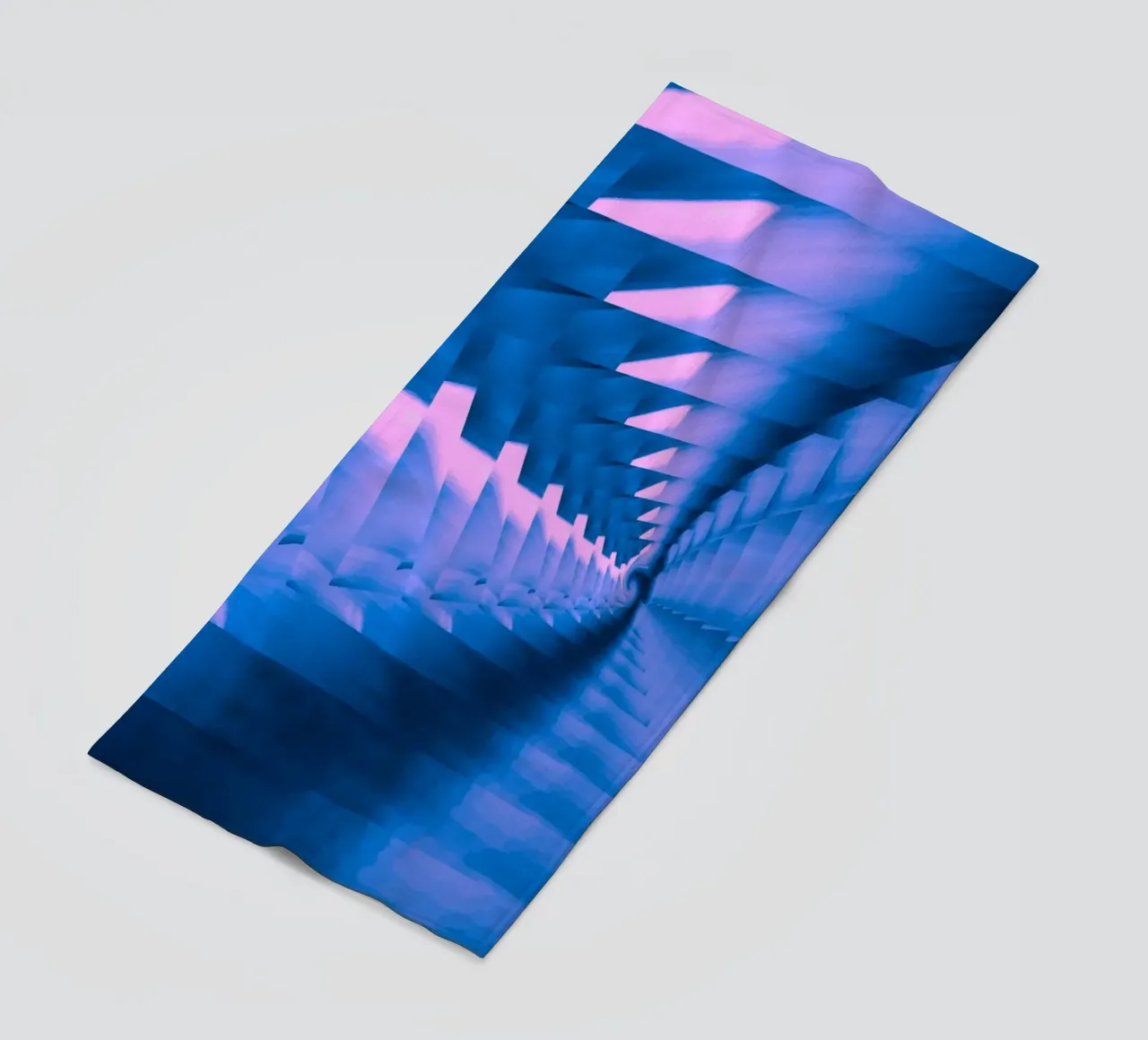 Abstract dynamic twisted pattern in blue and pink beach towel by Something for you