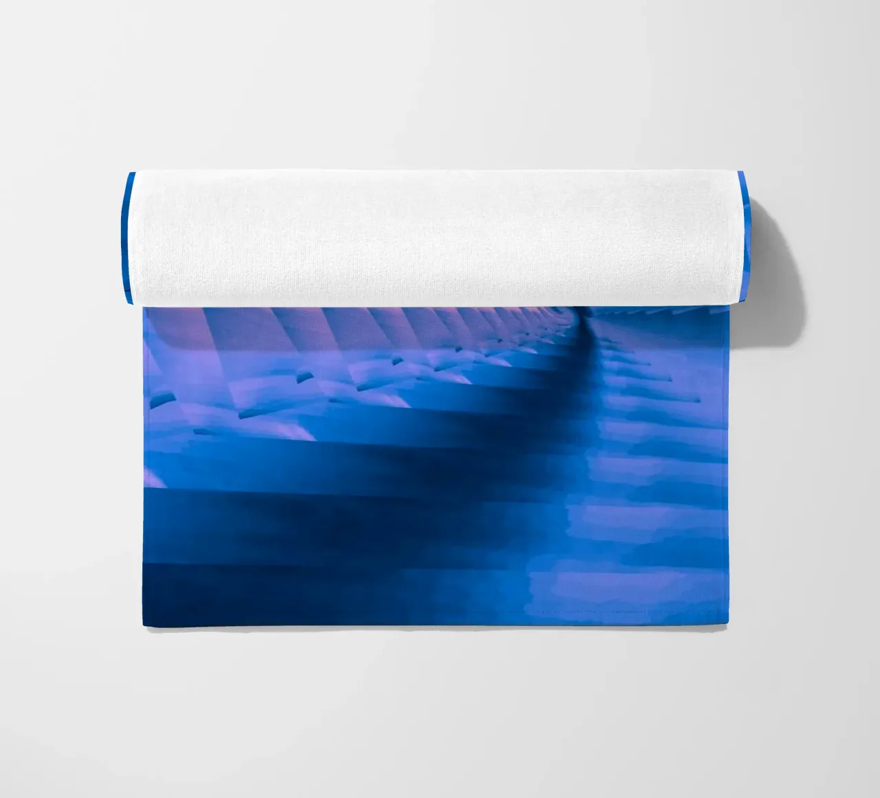 Abstract dynamic twisted pattern in blue and pink beach towel by Something for you