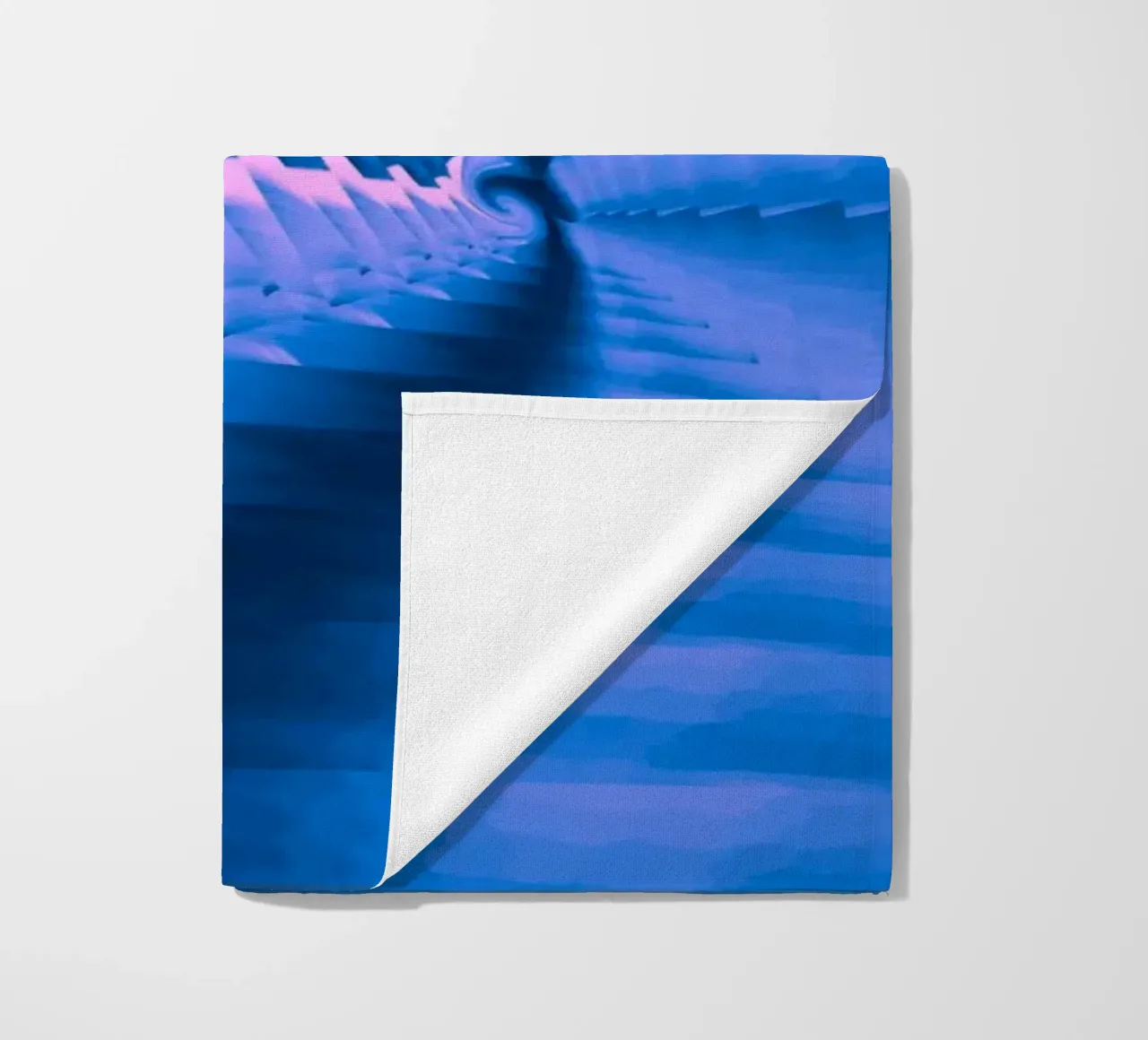 Abstract dynamic twisted pattern in blue and pink beach towel by Something for you