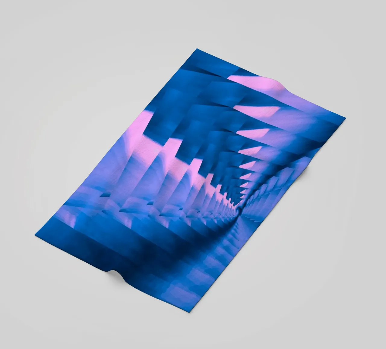 Abstract dynamic twisted pattern in blue and pink beach towel by Something for you