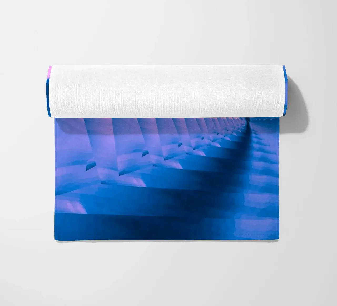 Abstract dynamic twisted pattern in blue and pink beach towel by Something for you