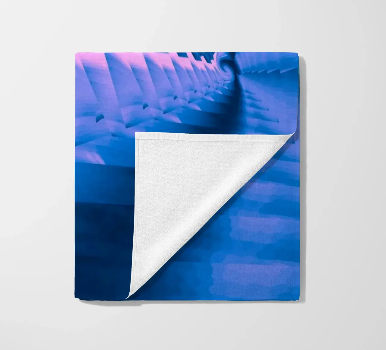 Abstract dynamic twisted pattern in blue and pink beach towel by Something for you