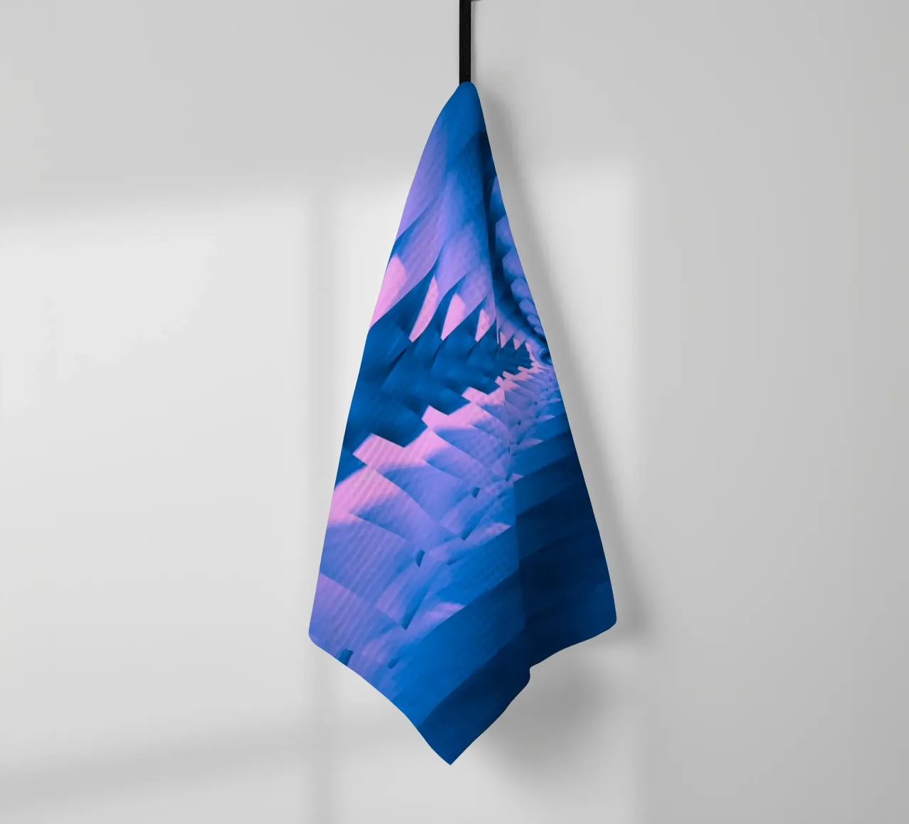 Abstract dynamic twisted pattern in blue and pink tea towel by Something for you