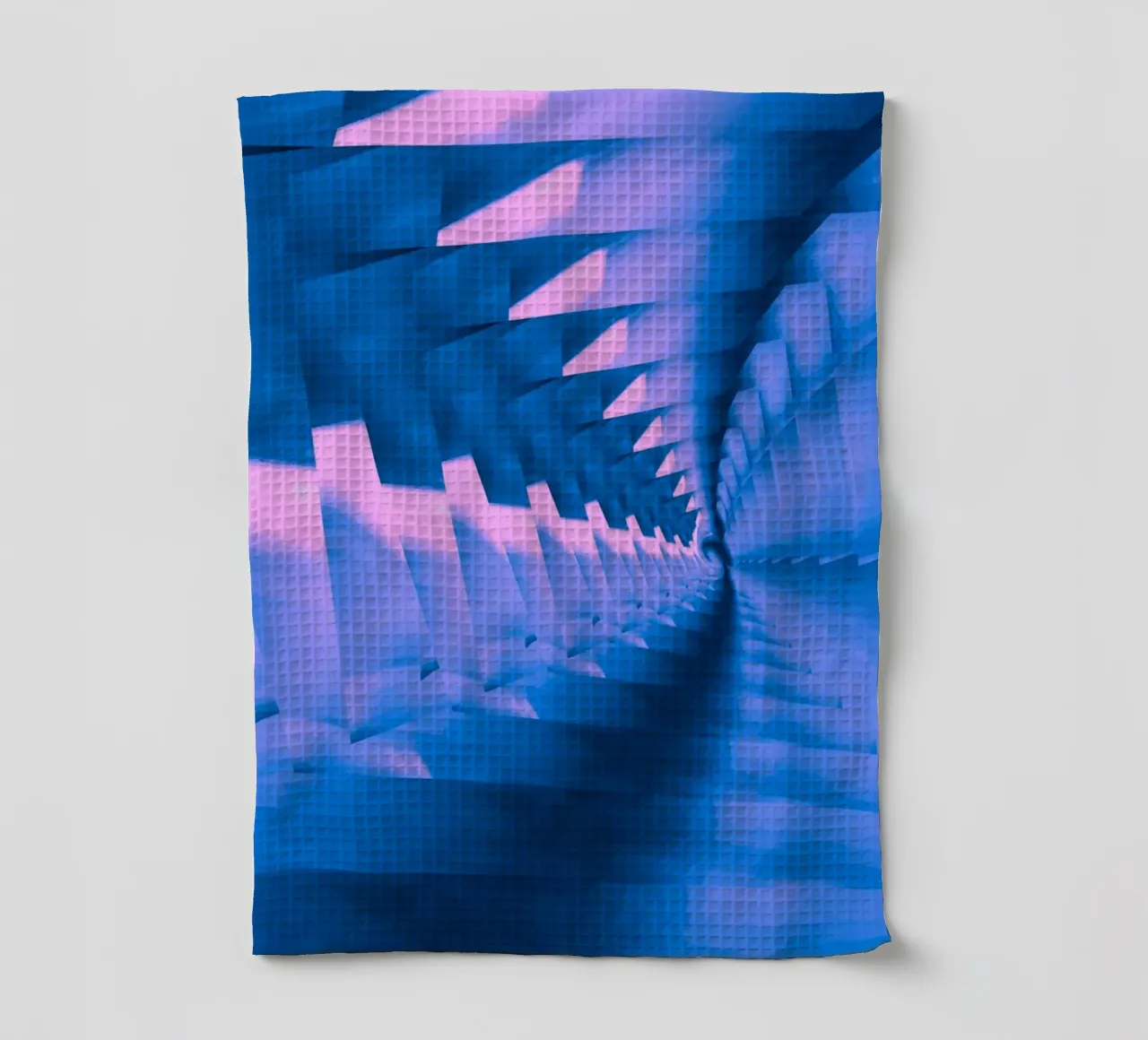 Abstract dynamic twisted pattern in blue and pink tea towel by Something for you