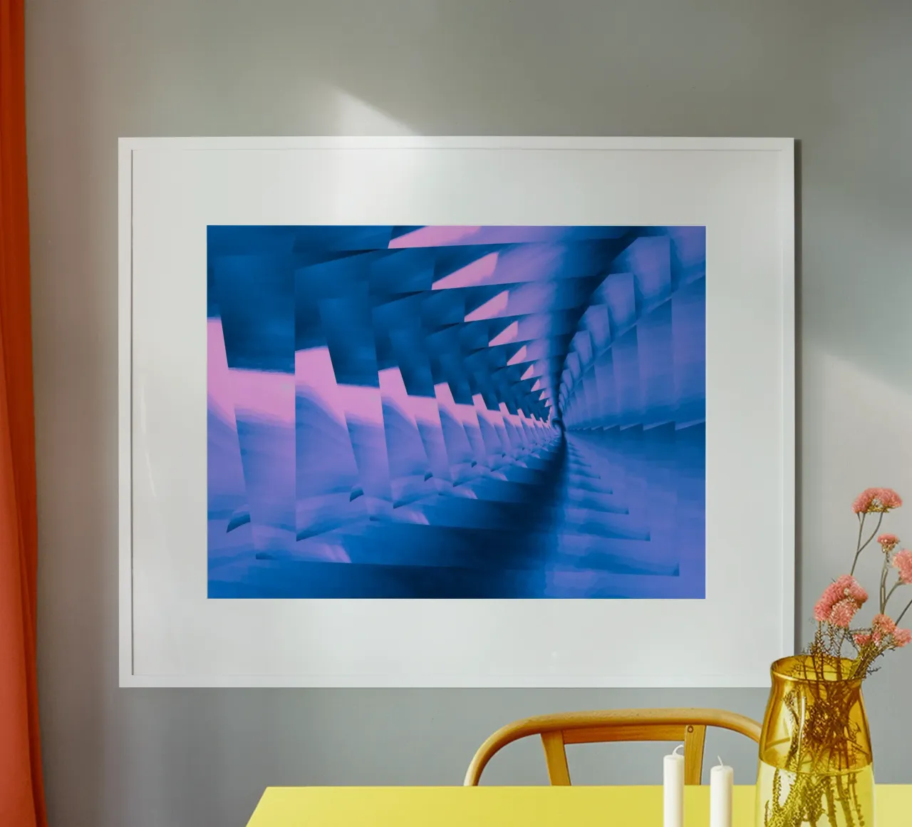 Abstract dynamic twisted pattern in blue and pink hahnemühle by Something for you