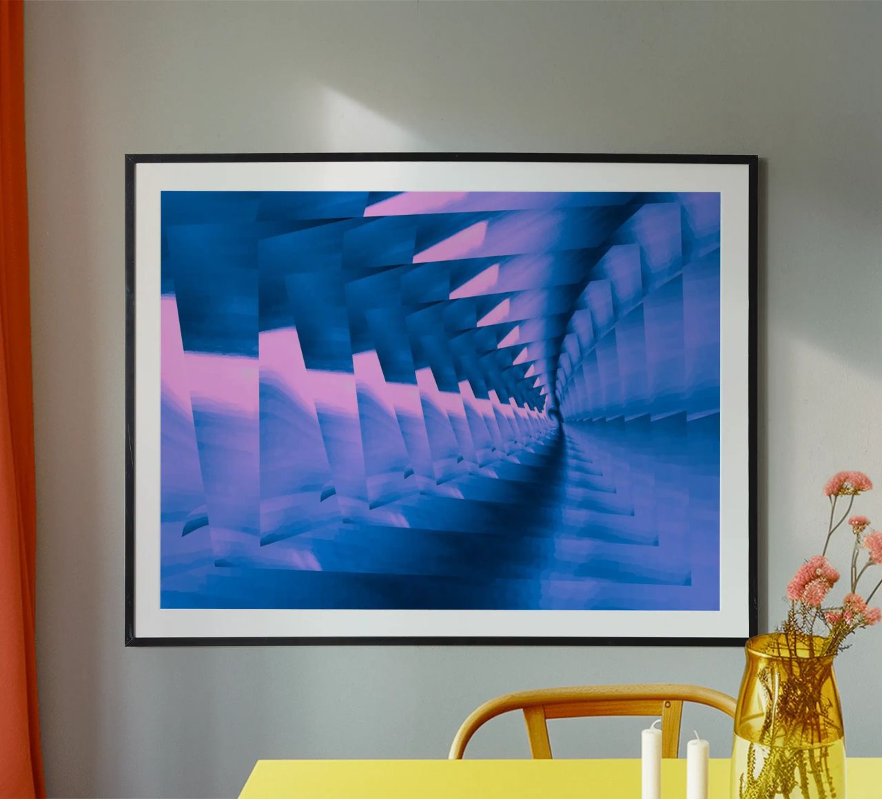 Abstract dynamic twisted pattern in blue and pink hahnemühle by Something for you