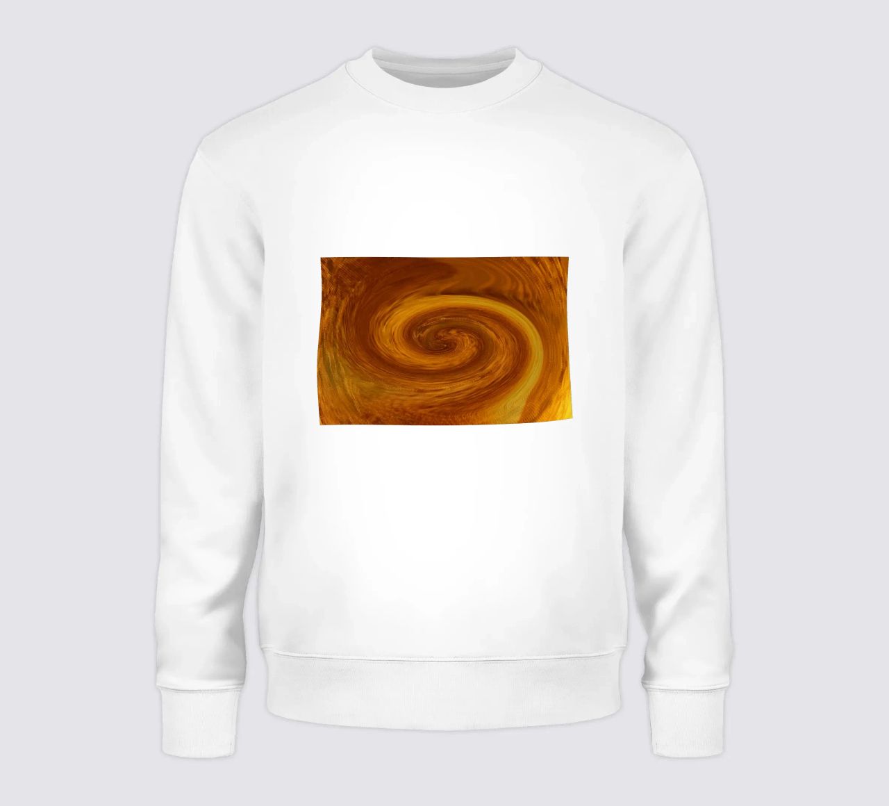 Abstract dynamic twisted pattern in orange and brown sweatshirt by Something for you