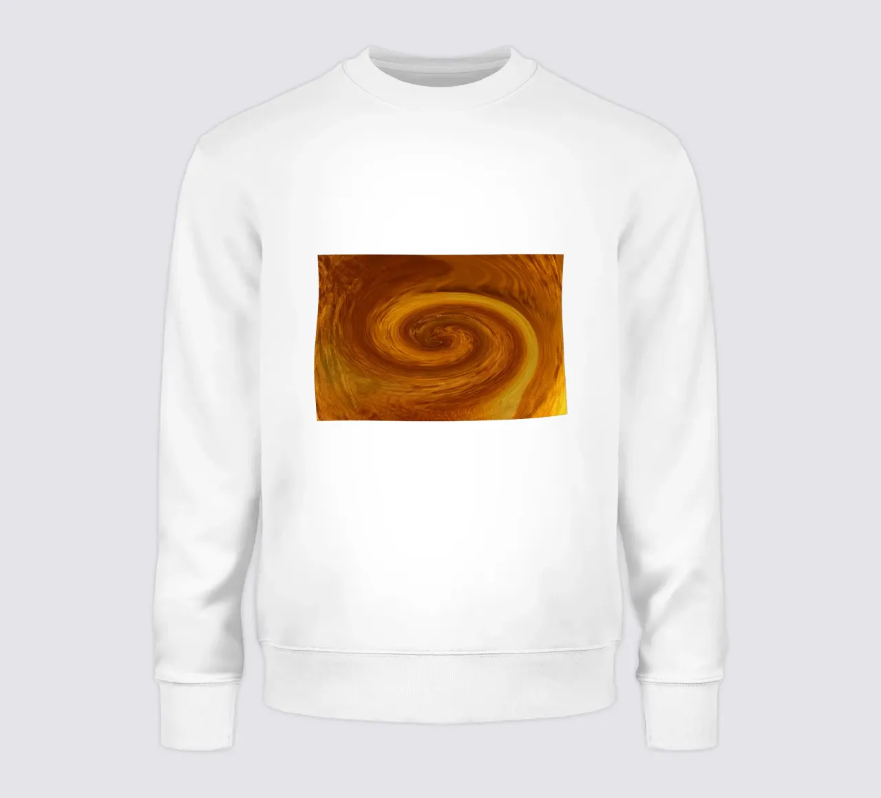Abstract dynamic twisted pattern in orange and brown sweatshirt by Something for you