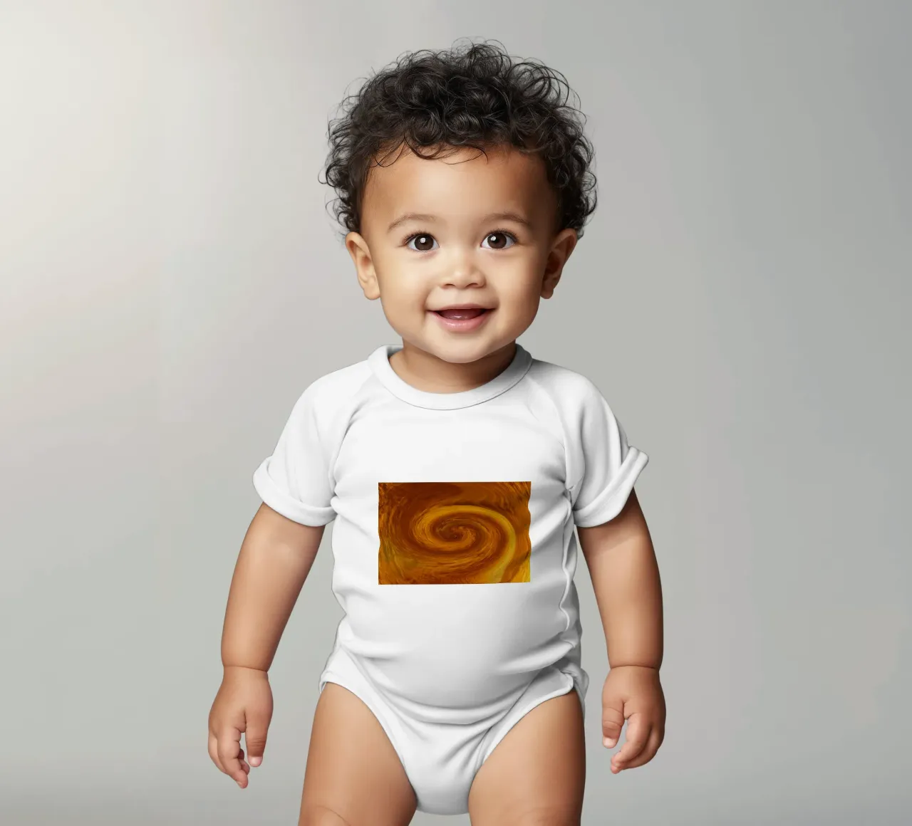Motif dynamique abstrait torsadé en orange et marron body bébé de Something for you