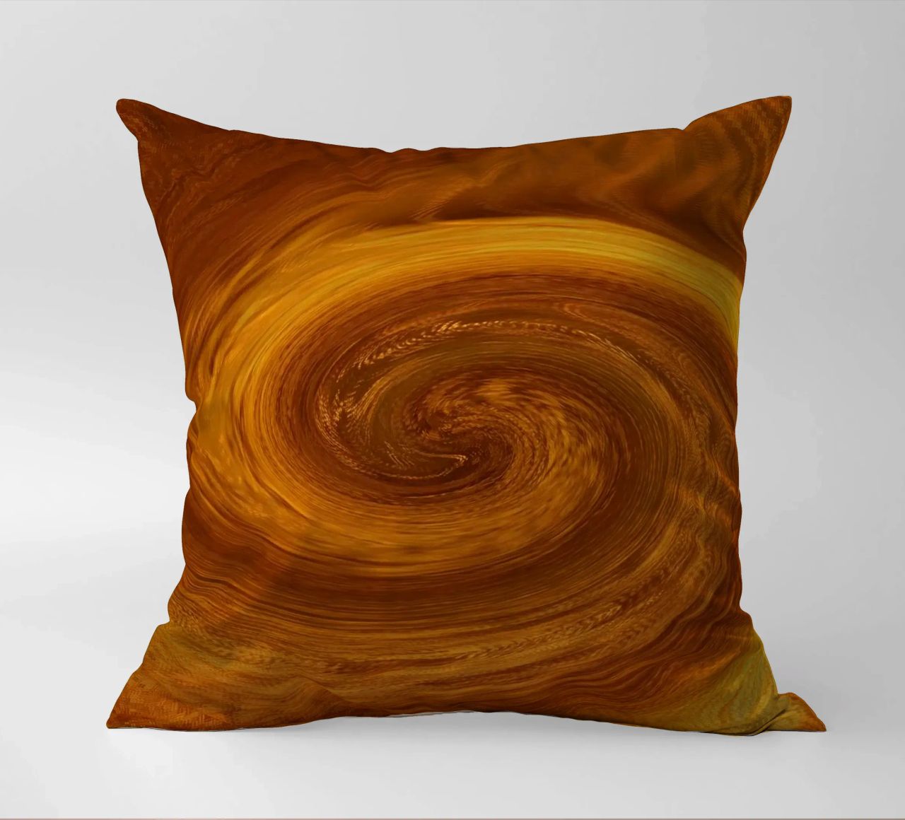 Abstract dynamic twisted pattern in orange and brown decorative cushion by Something for you
