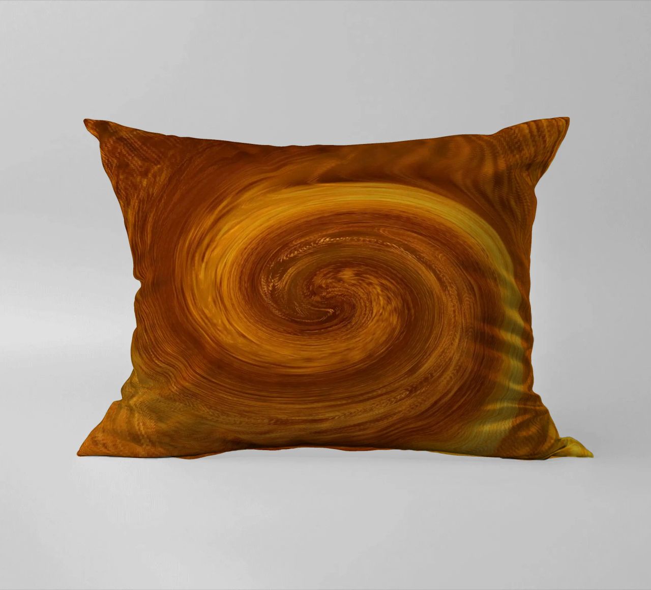 Abstract dynamic twisted pattern in orange and brown decorative cushion by Something for you