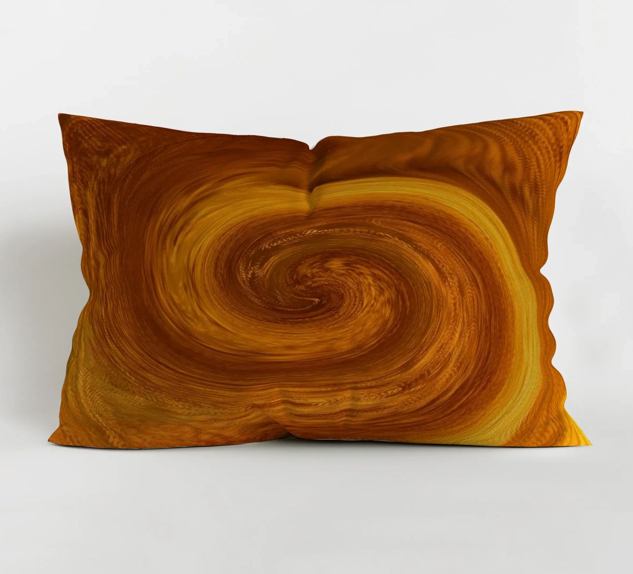 Abstract dynamic twisted pattern in orange and brown decorative cushion by Something for you