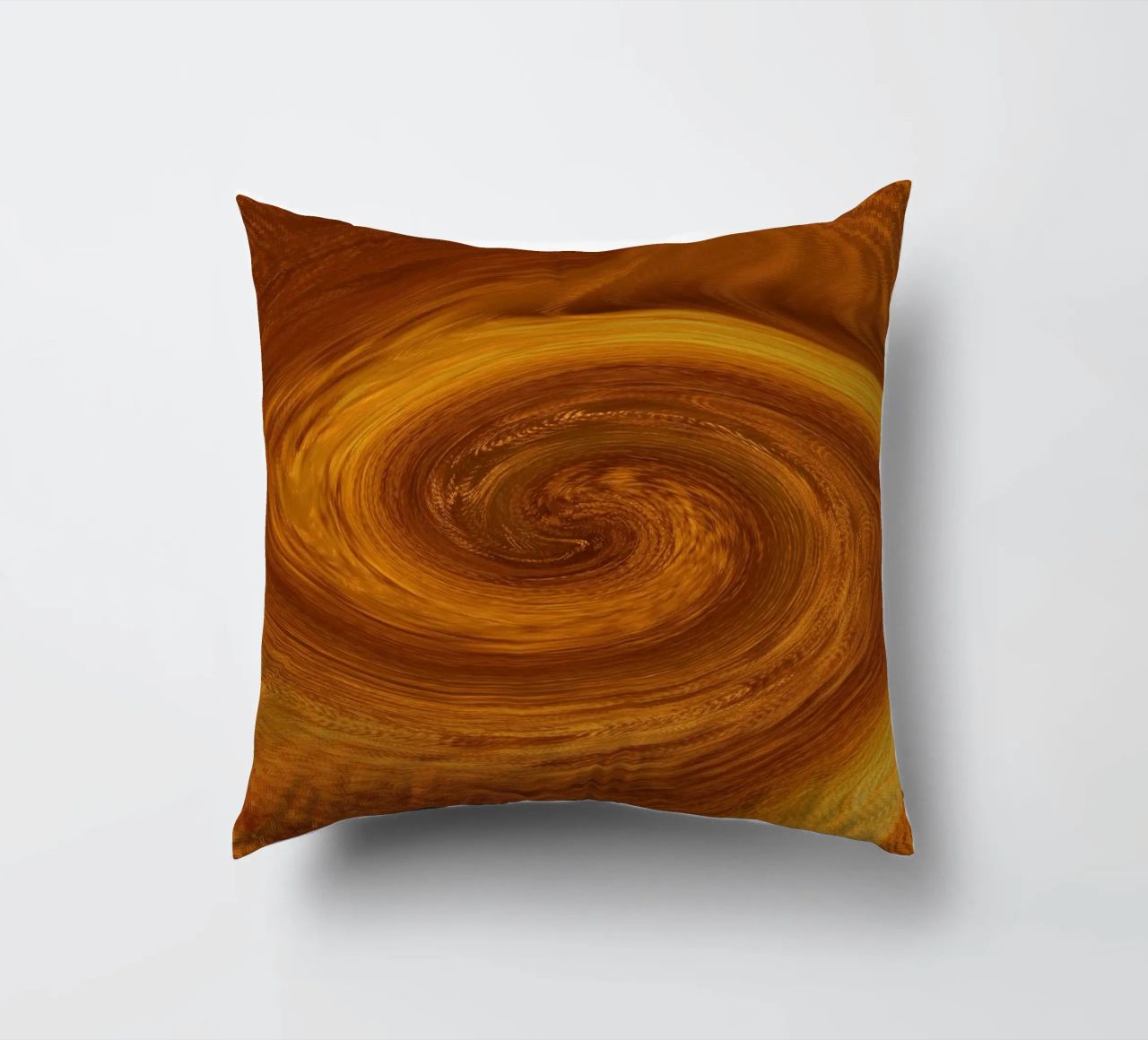 Abstract dynamic twisted pattern in orange and brown decorative cushion by Something for you
