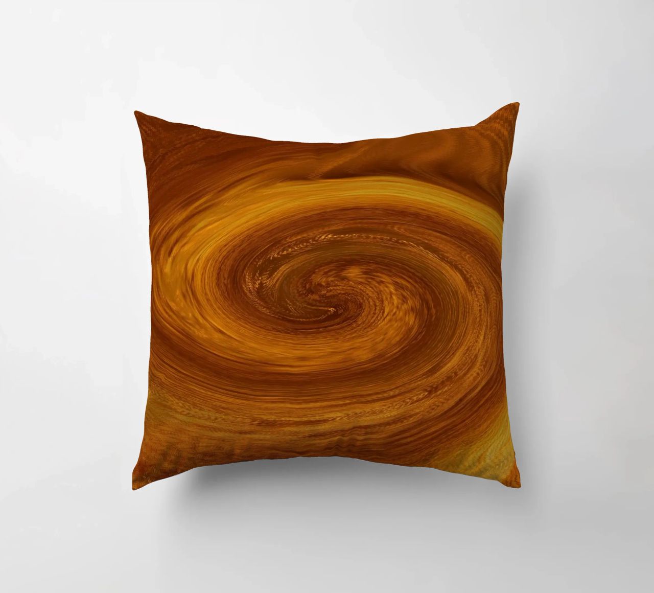Abstract dynamic twisted pattern in orange and brown decorative cushion by Something for you